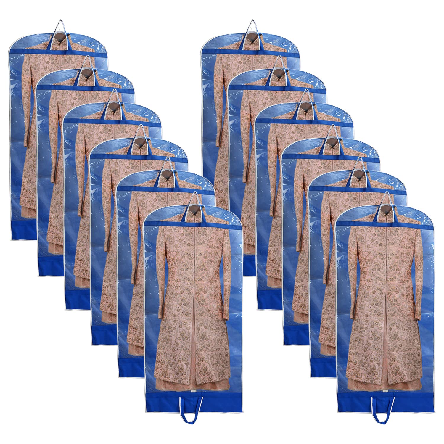 Sherwani coat kurti – Heart Home Non Woven Foldable Long Tranasparent Garment Cover For for Sherwani, Coat, Kurti & More With Zipper- Pack of 12 (Blue)-47HH01273