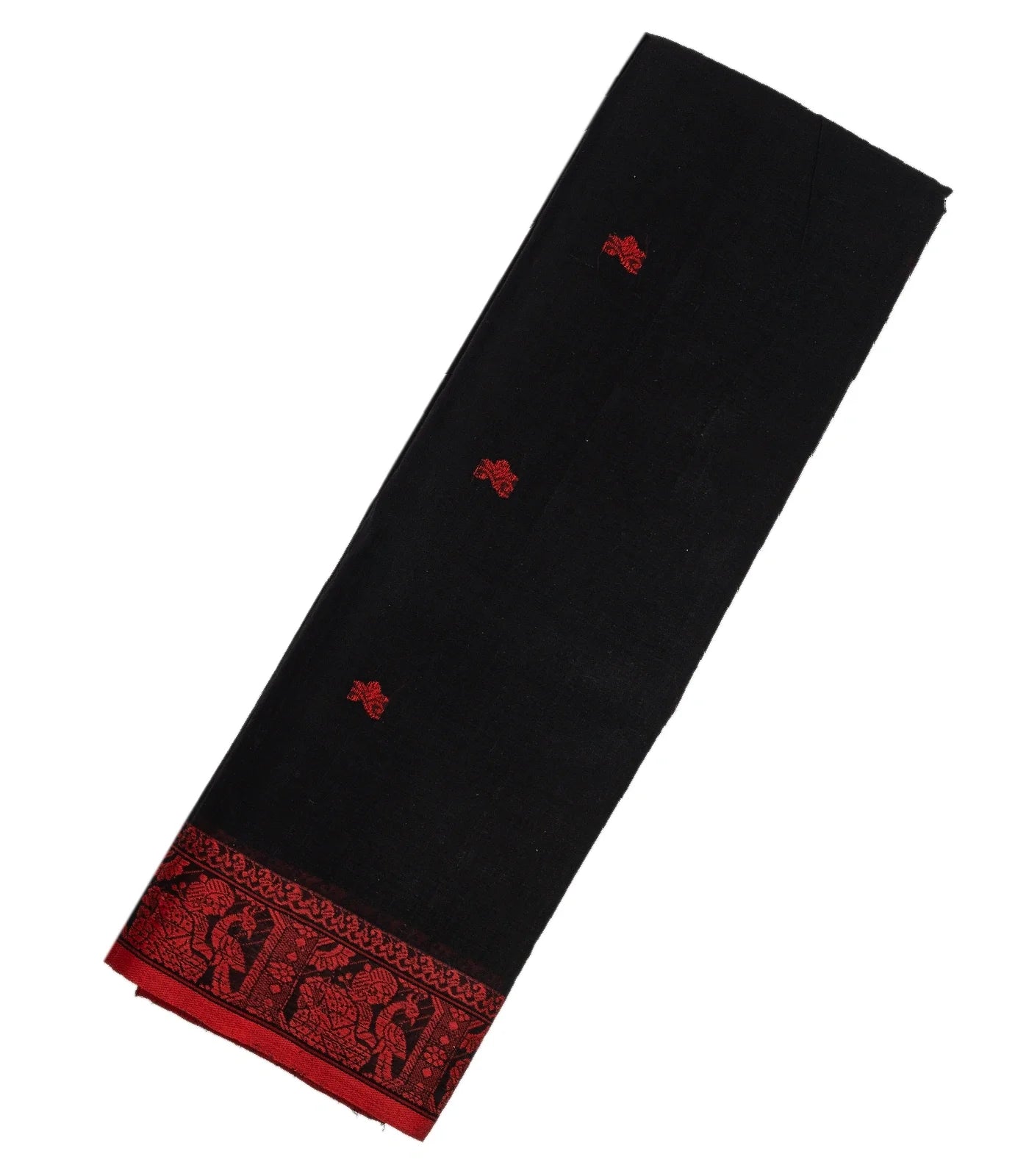 RmKV Black Bengal Cotton Saree With Floral Motifs