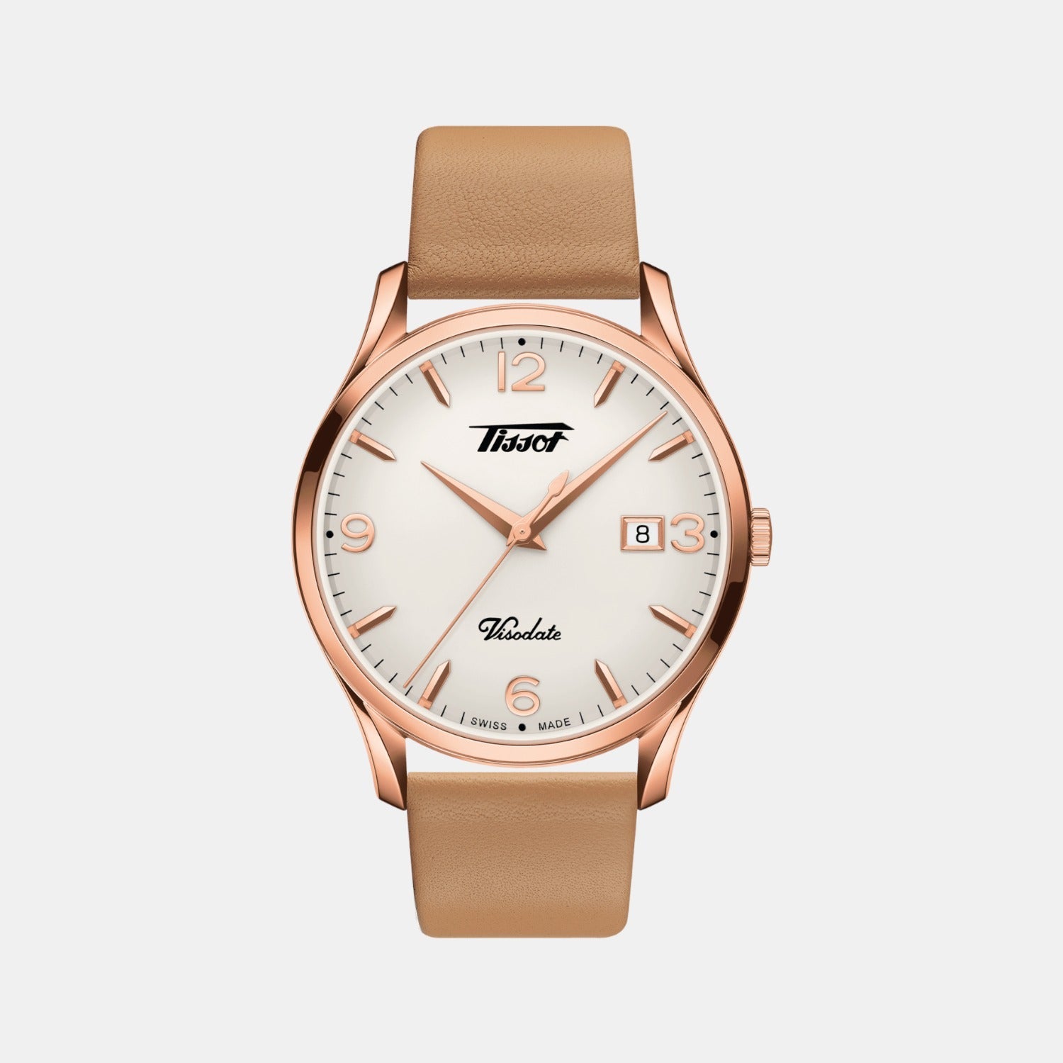 Tissot Heritage Visodate Men Quartz Silver Opalin Dial Analog Leather Watch T1184103627701