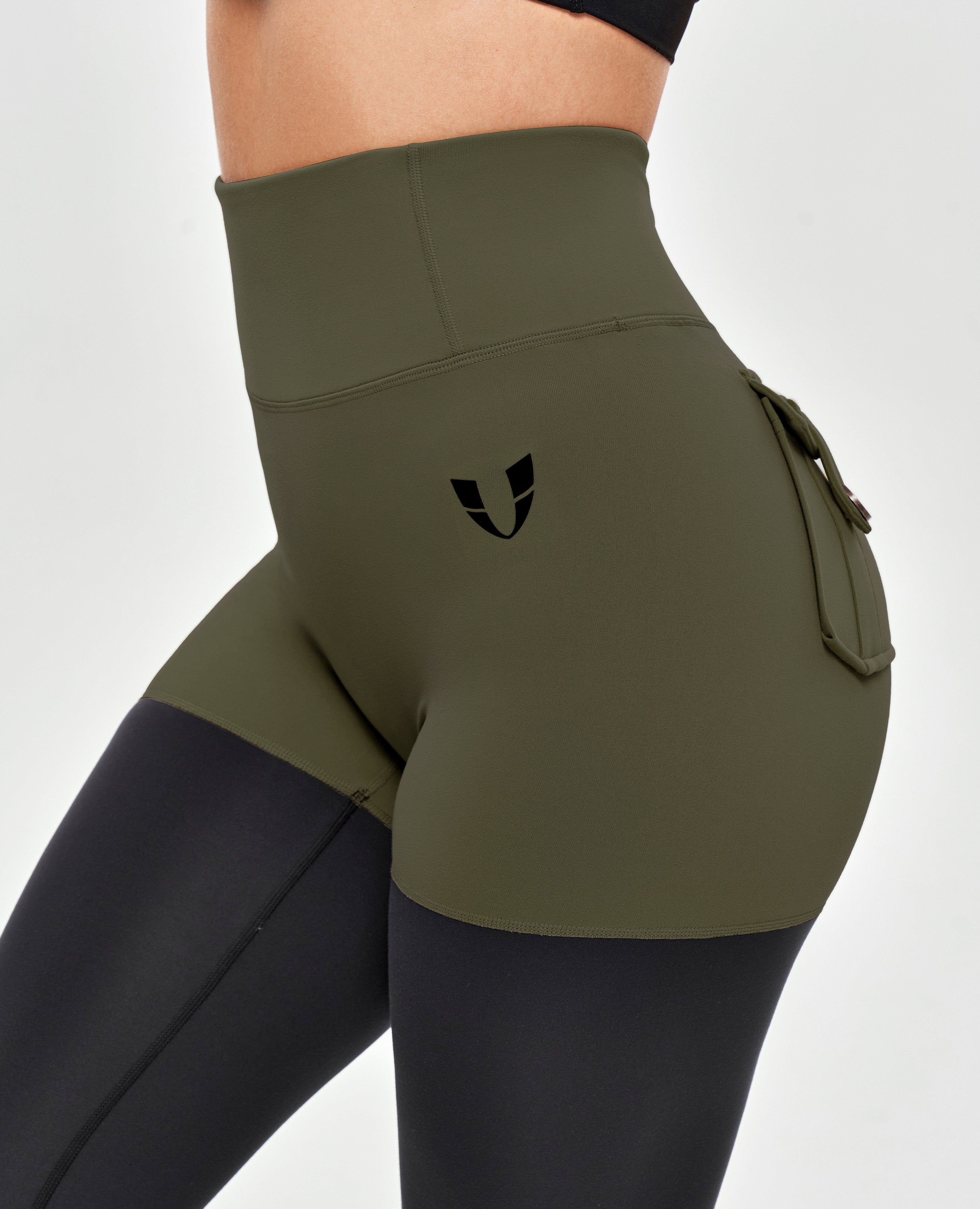FIRM ABS Cargo Athletic Leggings - Dark Green and Black - view 4