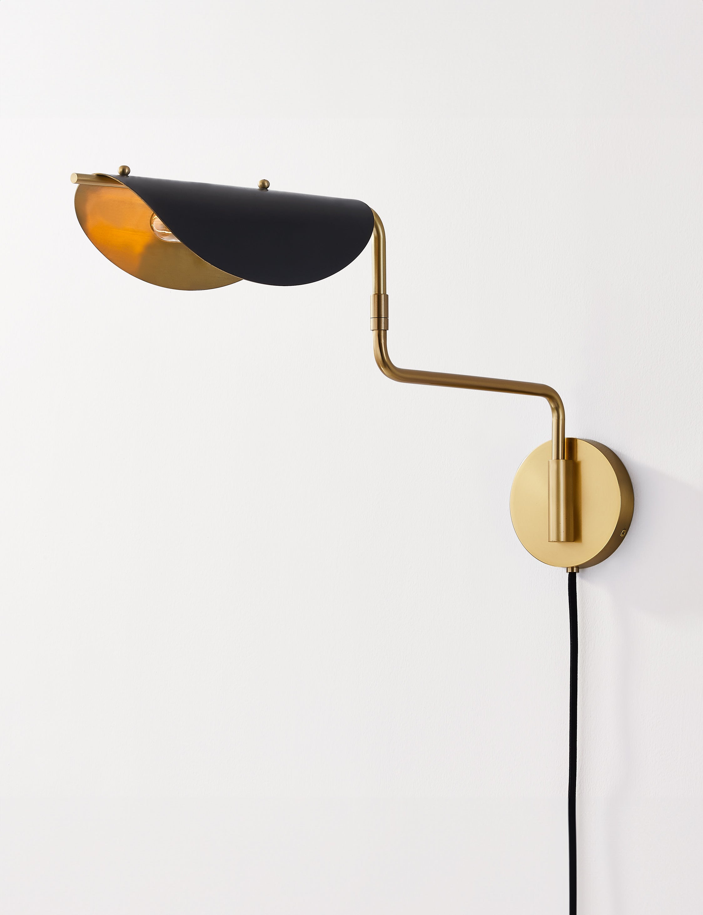Lulu and Georgia Eugene Plug-In Sconce – Aged Brass and Black