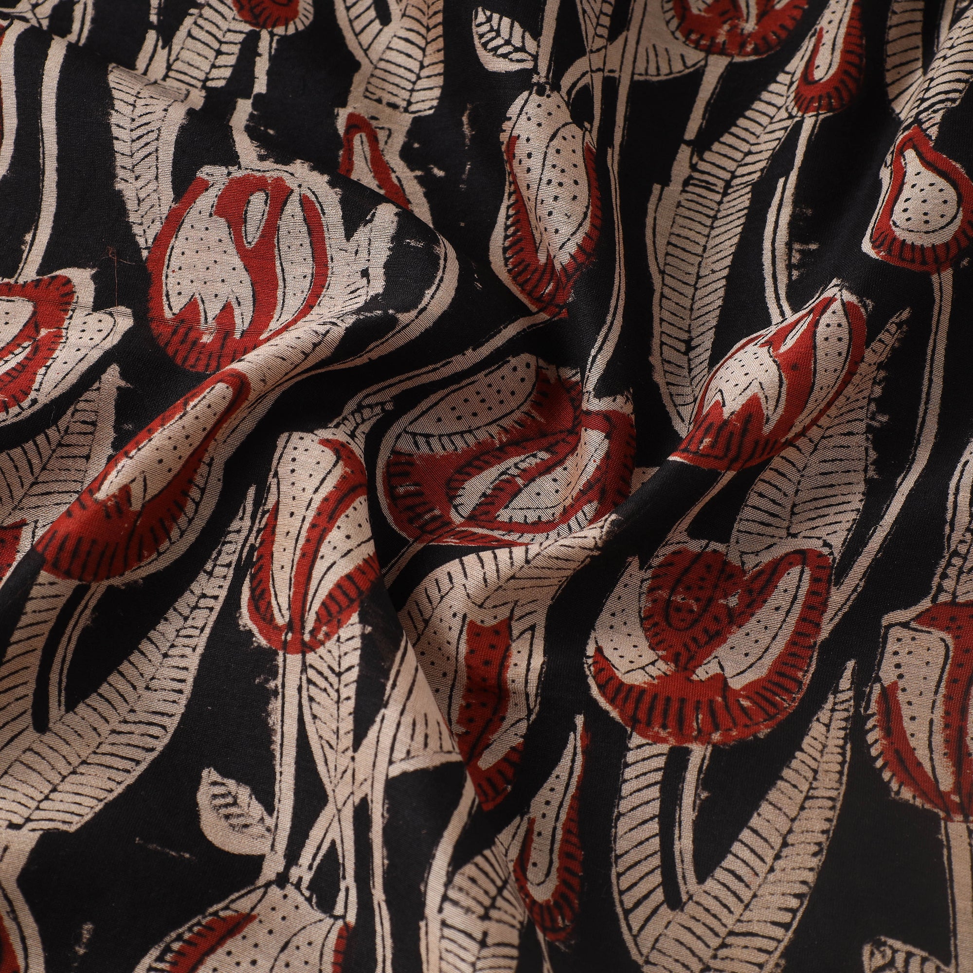 BAGRU DABU PRINTS Black - Ajrakh Dabu Bagru Block Print Chanderi Silk Fabric 15 - view 3