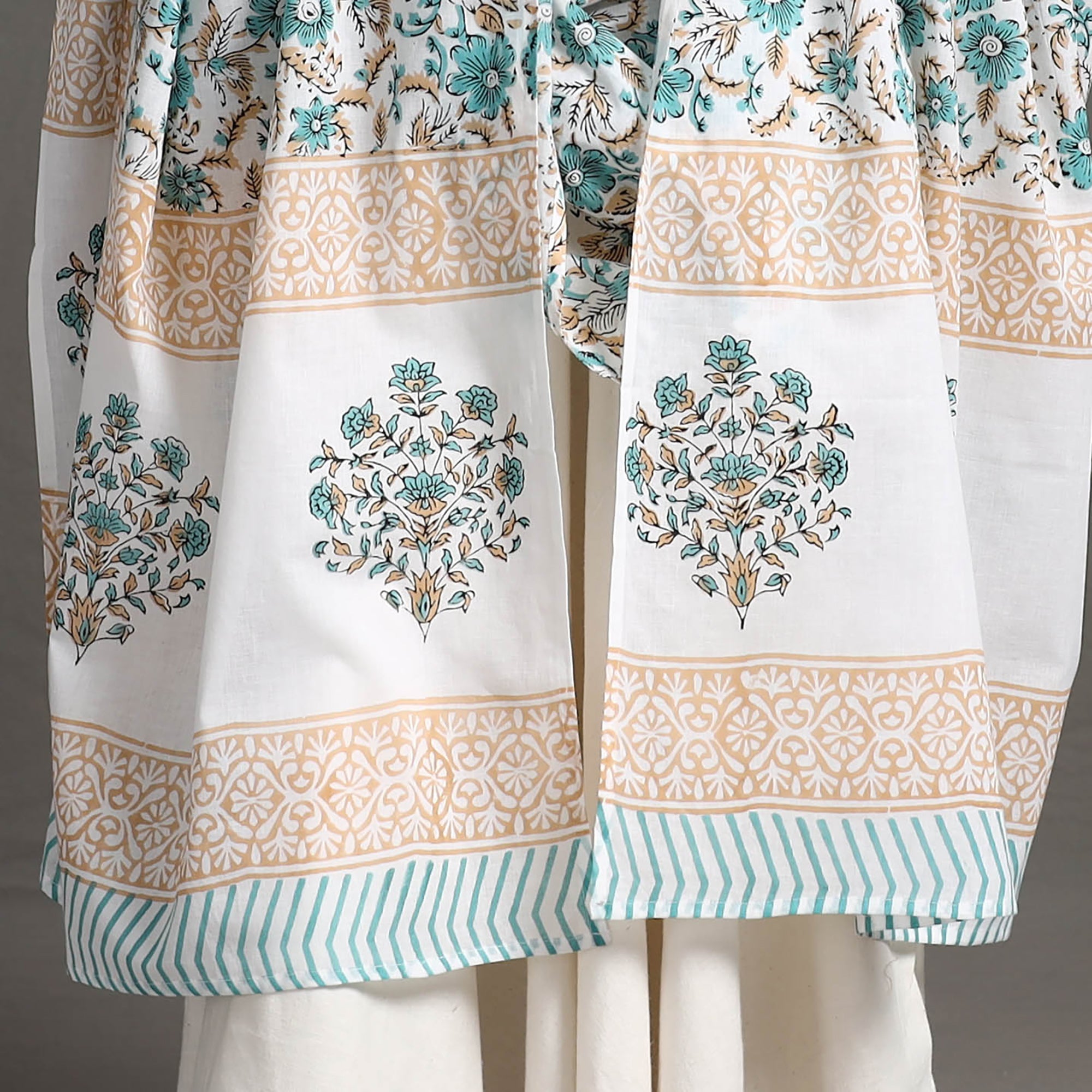 HAVELI CHRONICLES Blue - Block Print Cotton Sanganeri Floral Dupatta 05 - view 4