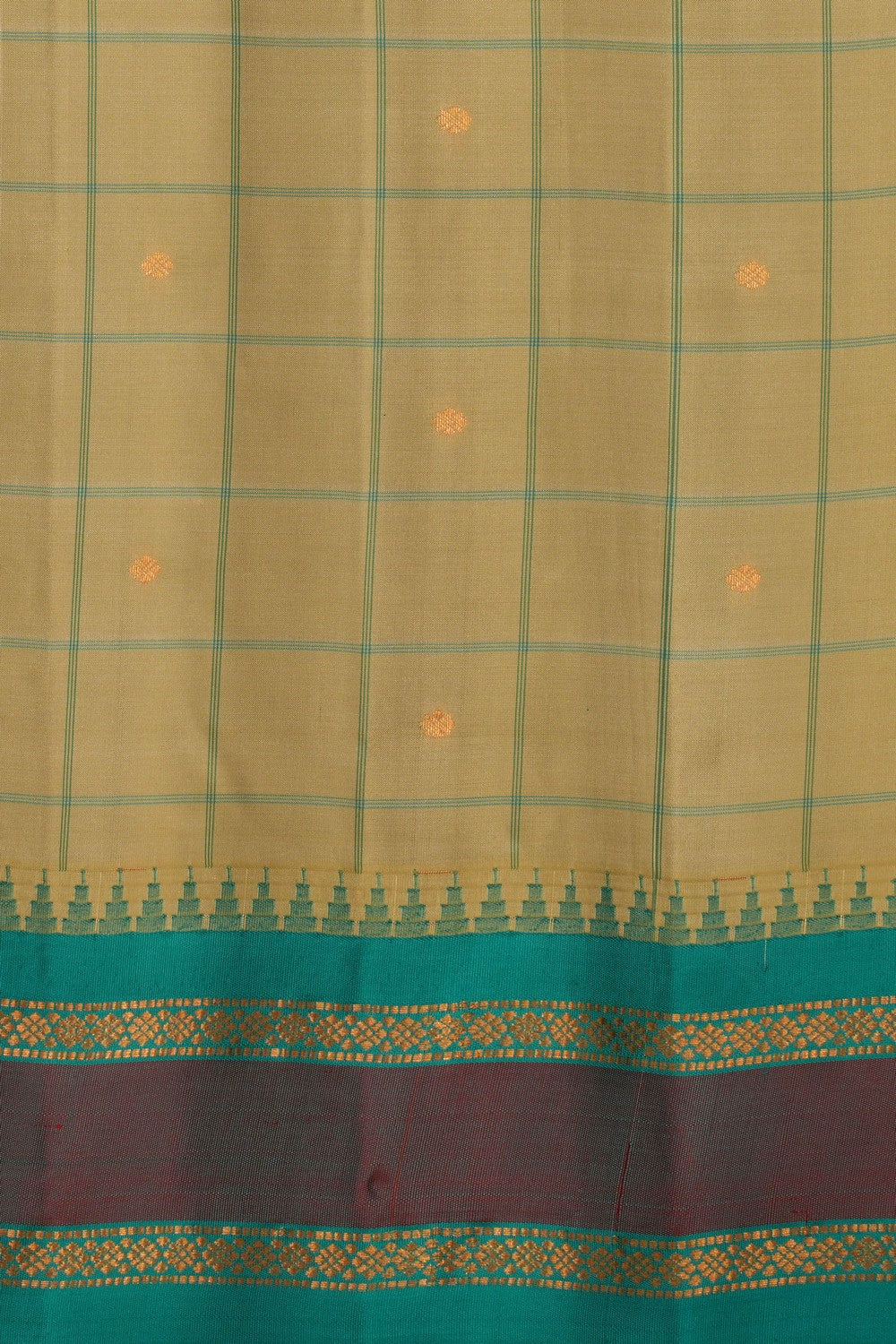 Kalanjali Gadwal Silk Light-Green Kattam Saree - view 2