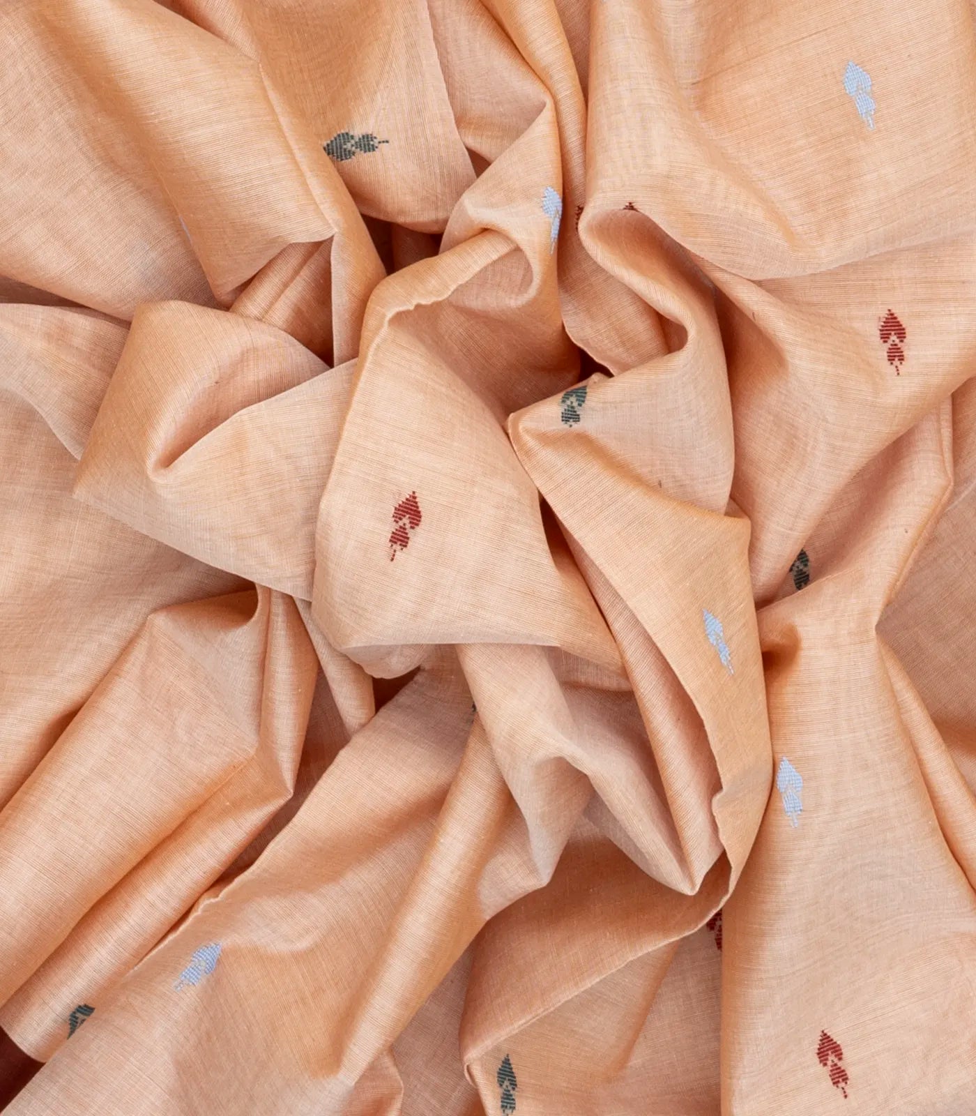 RmKV Light Peach Bengal Cotton Saree With Floral Motifs - view 3