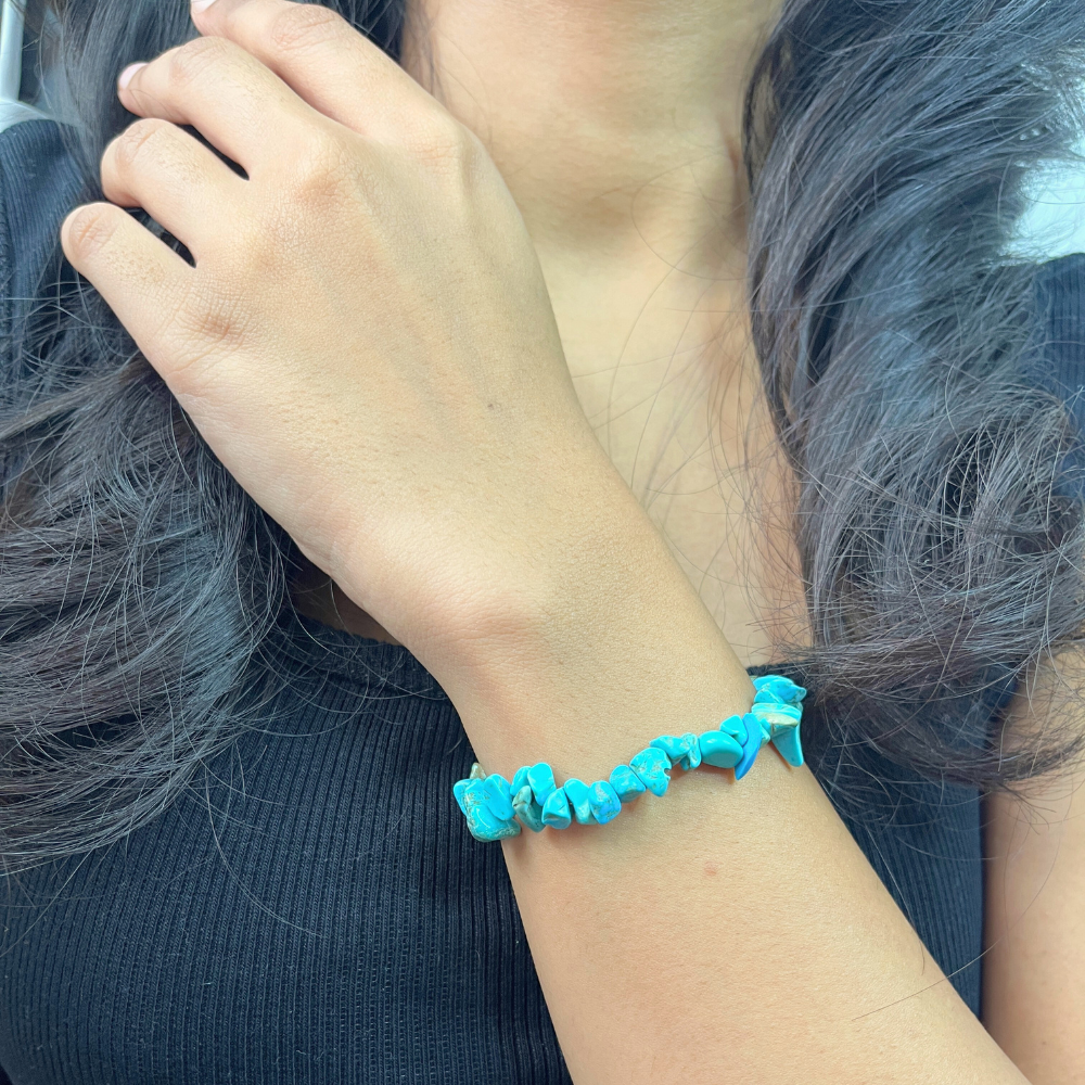 brantashop Aquamarine & Turquoise Chip Bracelet For Women