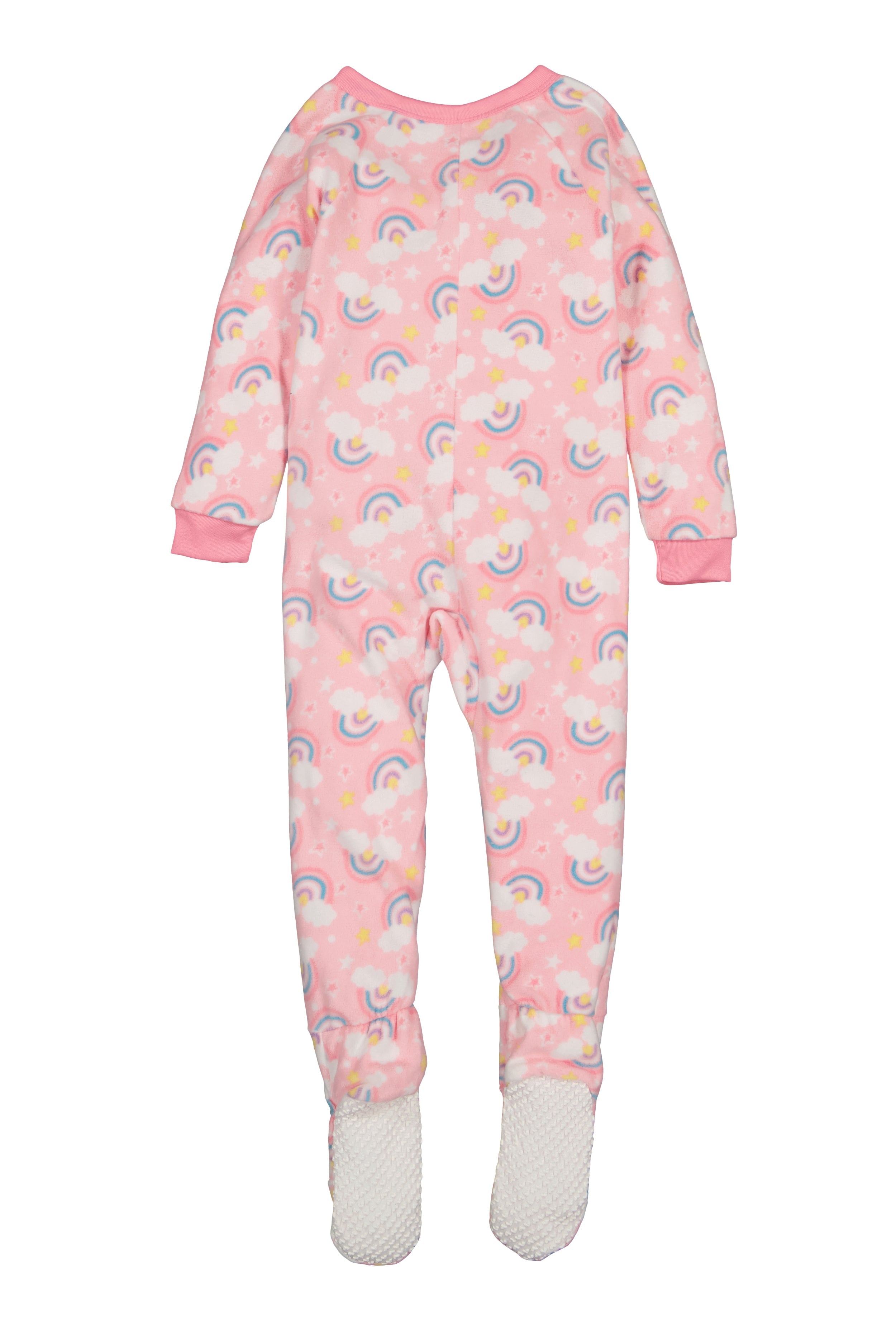 Rainbow Shops Girls Fleece Rainbow Print Footed Pajamas - view 2