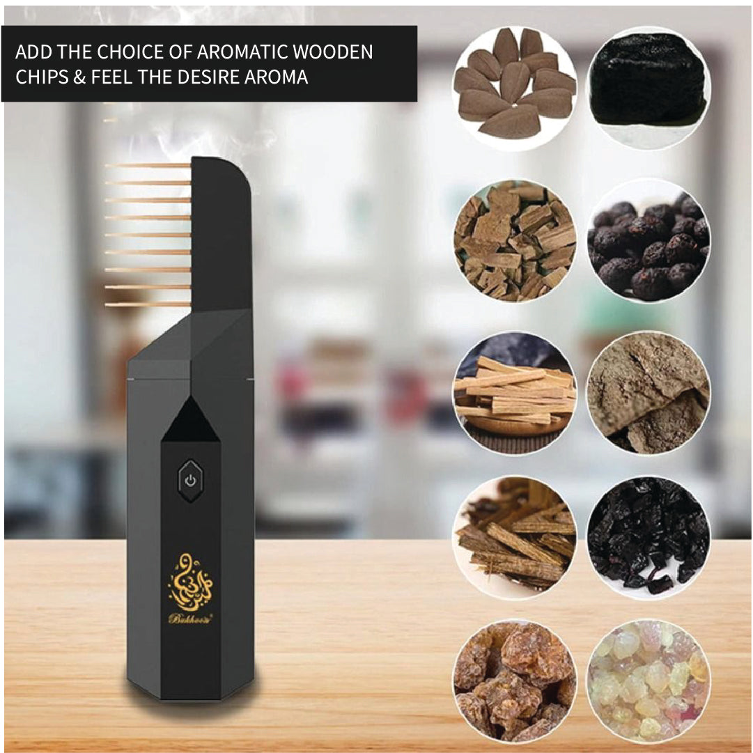 Cash on Delivery Available Upyoga 2 in 1 Hair Comb Incense Burner & Home Diffuser | 1 Year Warranty | Rechargeable | Bakhoor Included - view 10