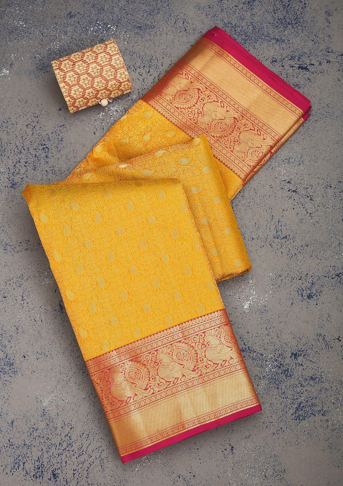 Koskii Yellow Zariwork Pure Silk Saree – Women's