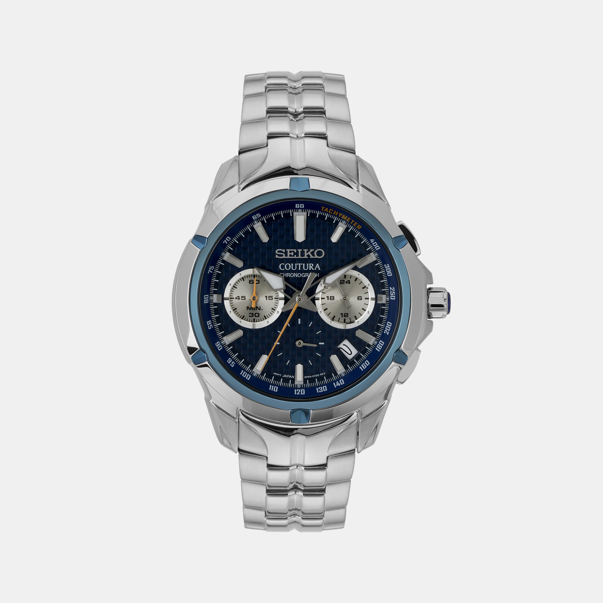 Seiko Coutura Men Quartz Blue Dial Chronograph Stainless Steel Watch SSB431P9