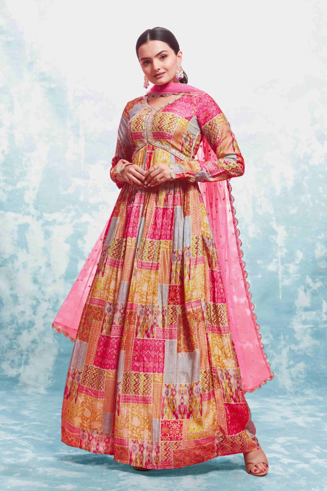 ClothsVilla Multi-Color Muslin Printed & Embroidered Suit Set | Fully Stitched & Ready to Wear