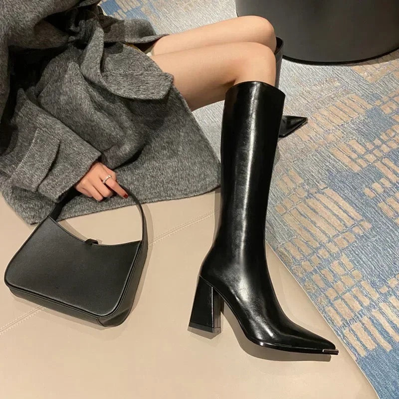 Alamode By Akanksha James Knee High Pointed Leather Boots - view 9