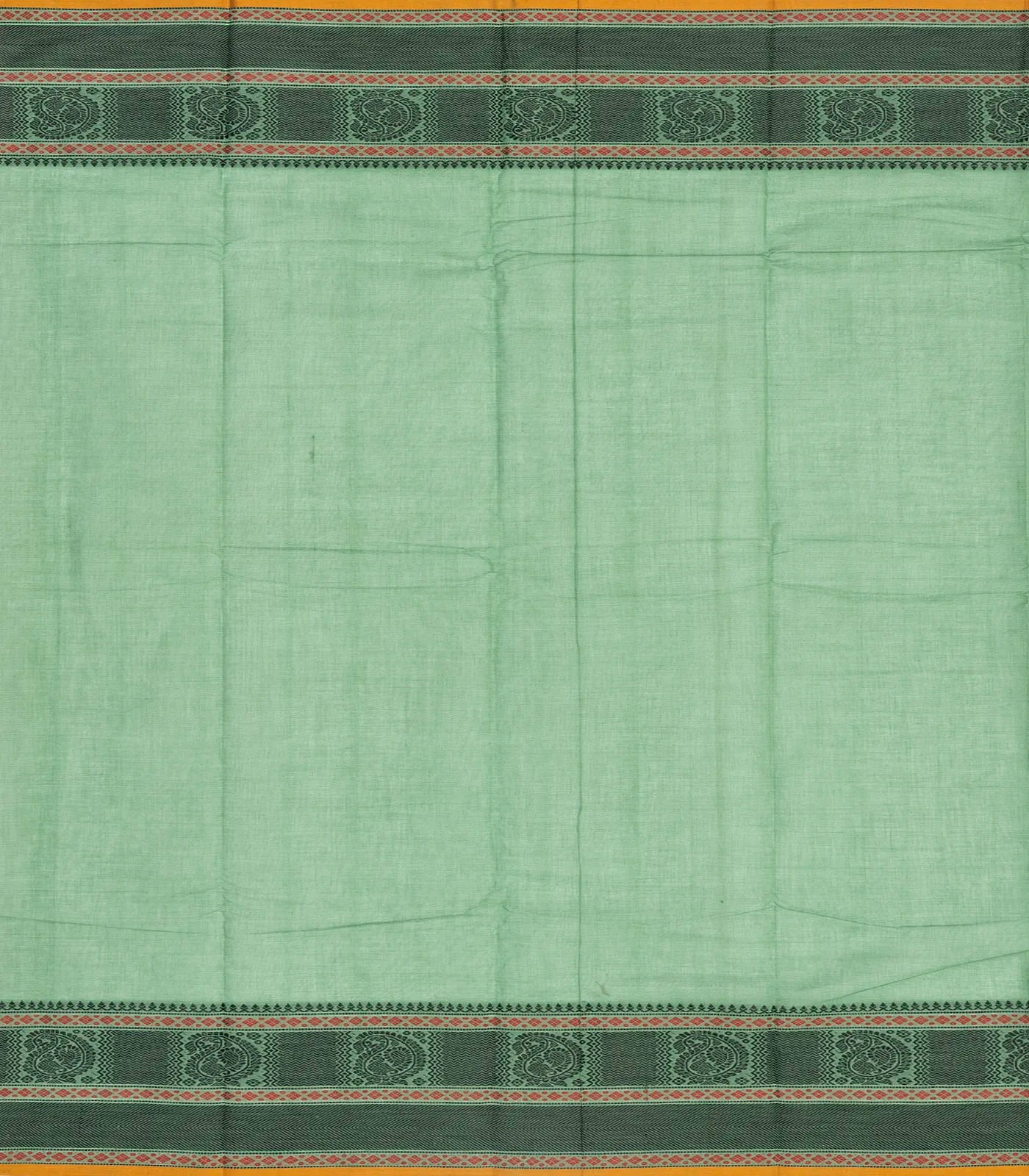 RmKV Shadow Green Handloom Kanchi Cotton Saree With Mango Buttas. - view 4