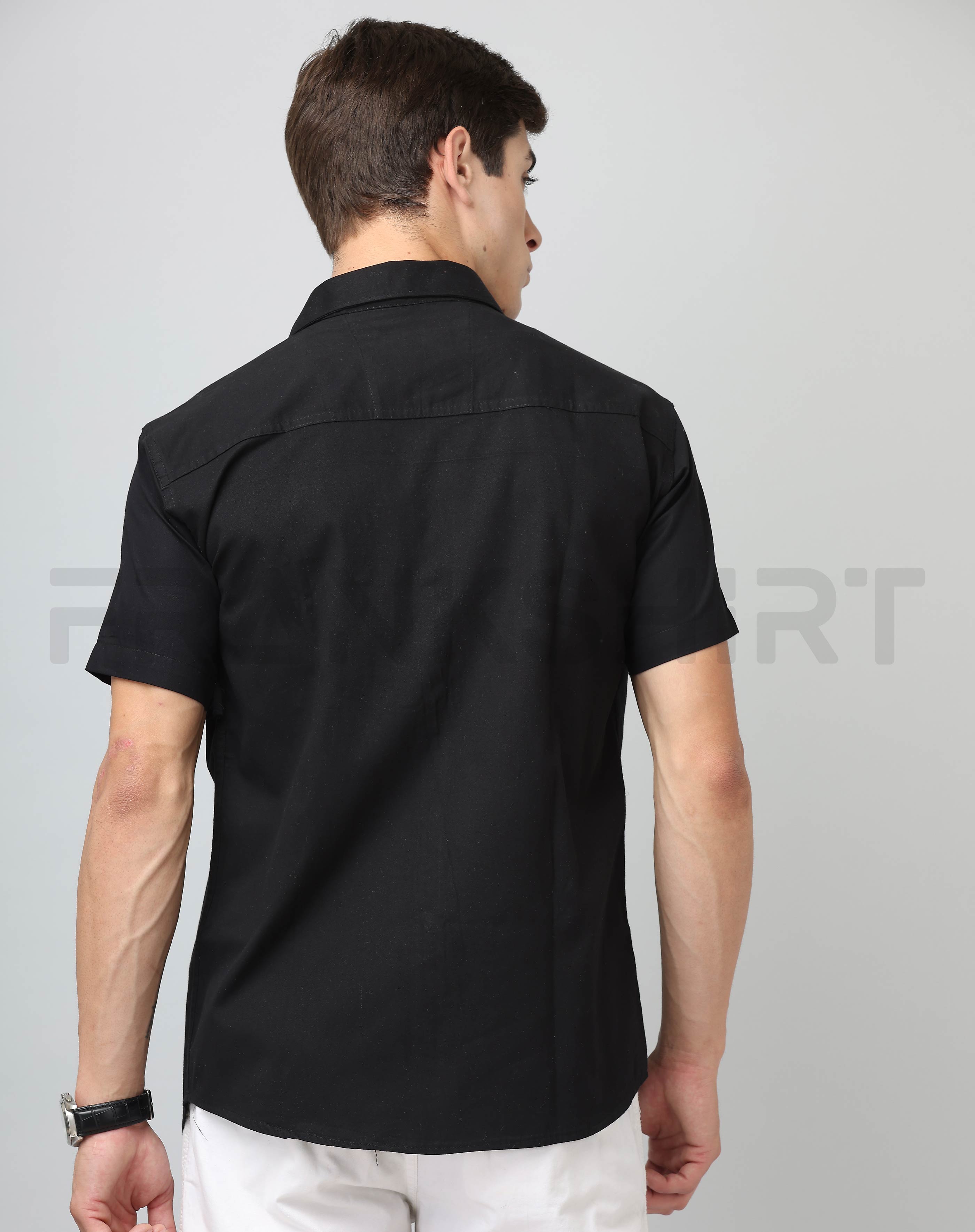 BlackTree Frankshirt Half Sleeve Black Tailored Fit Cotton Casual Shirt for Man - view 4