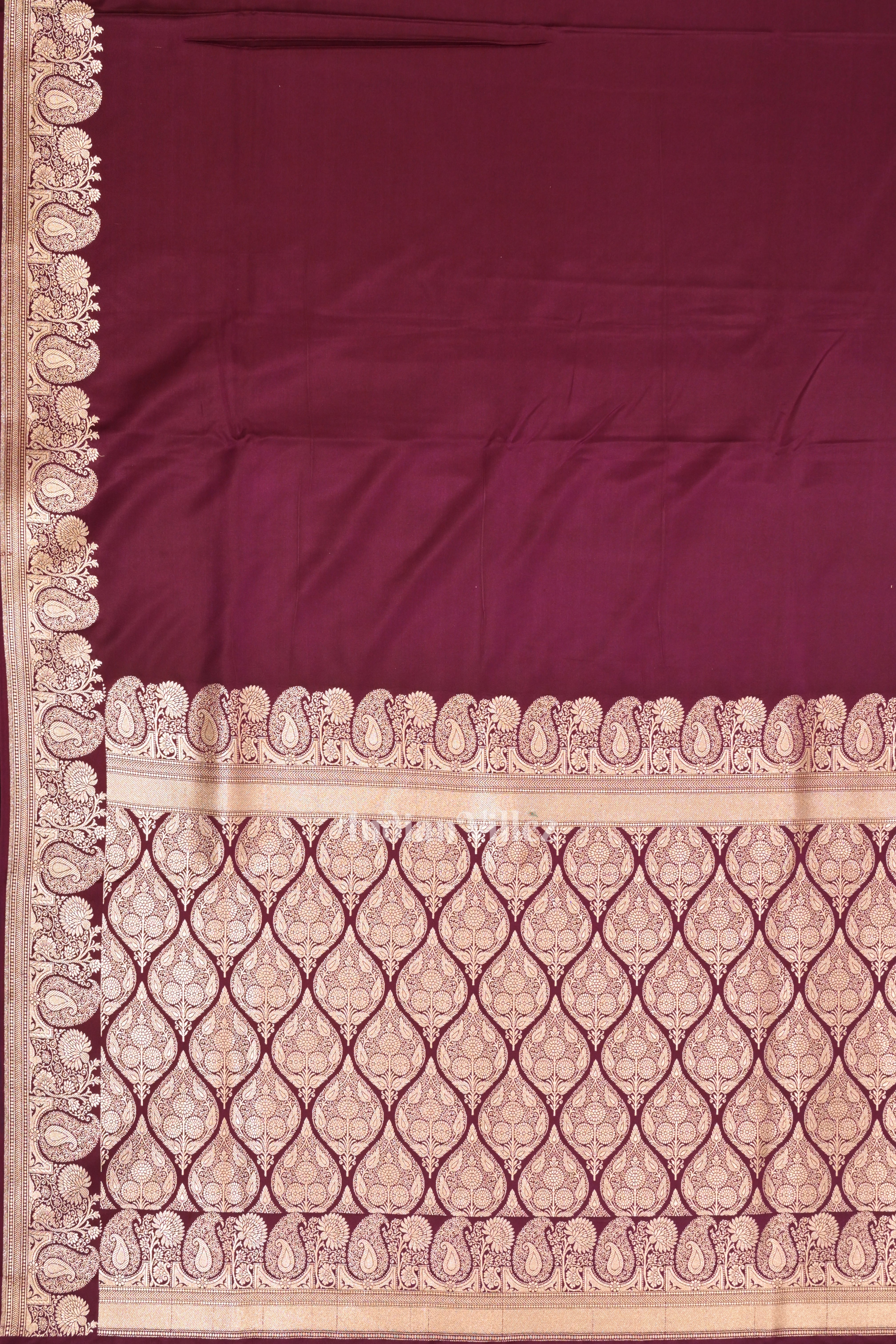 IndianVillèz Wine Pure Soft Mashru Satin Silk Banarasi Saree - view 3