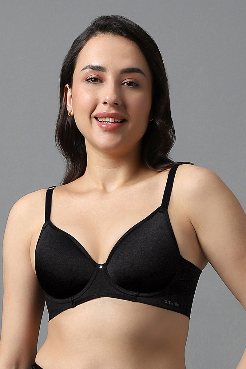 Amante Airy Padded Wired Bra - Black