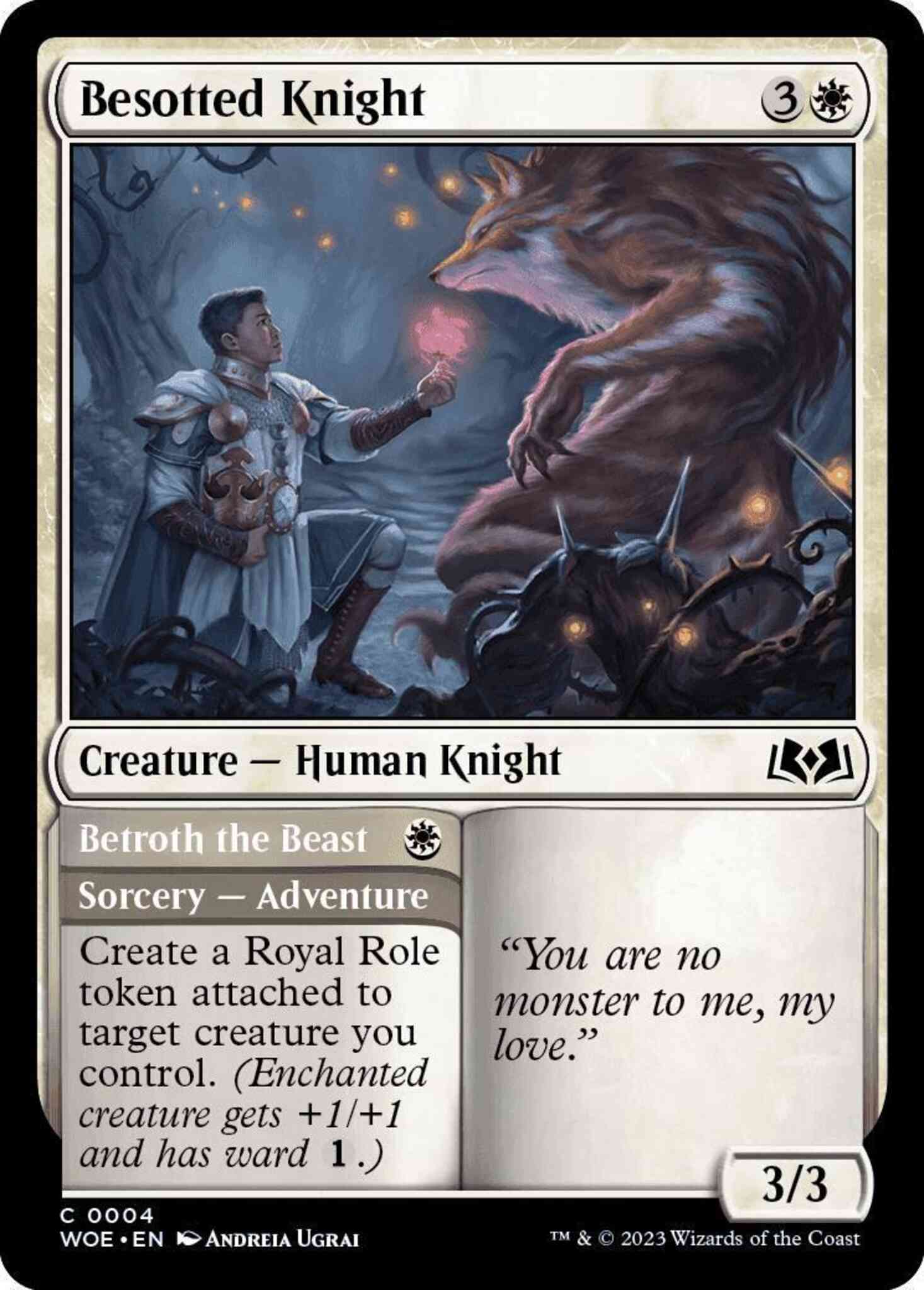 Besotted knight betroth – Magic Besotted Knight // Betroth the Beast [4] [Wilds of Eldraine] [Non-Foil]