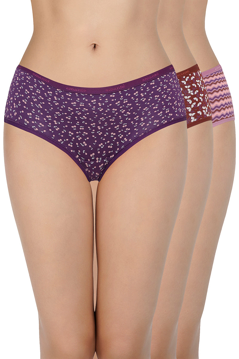 Amante Printed Low Rise Hipster (Pack of 3) - C513