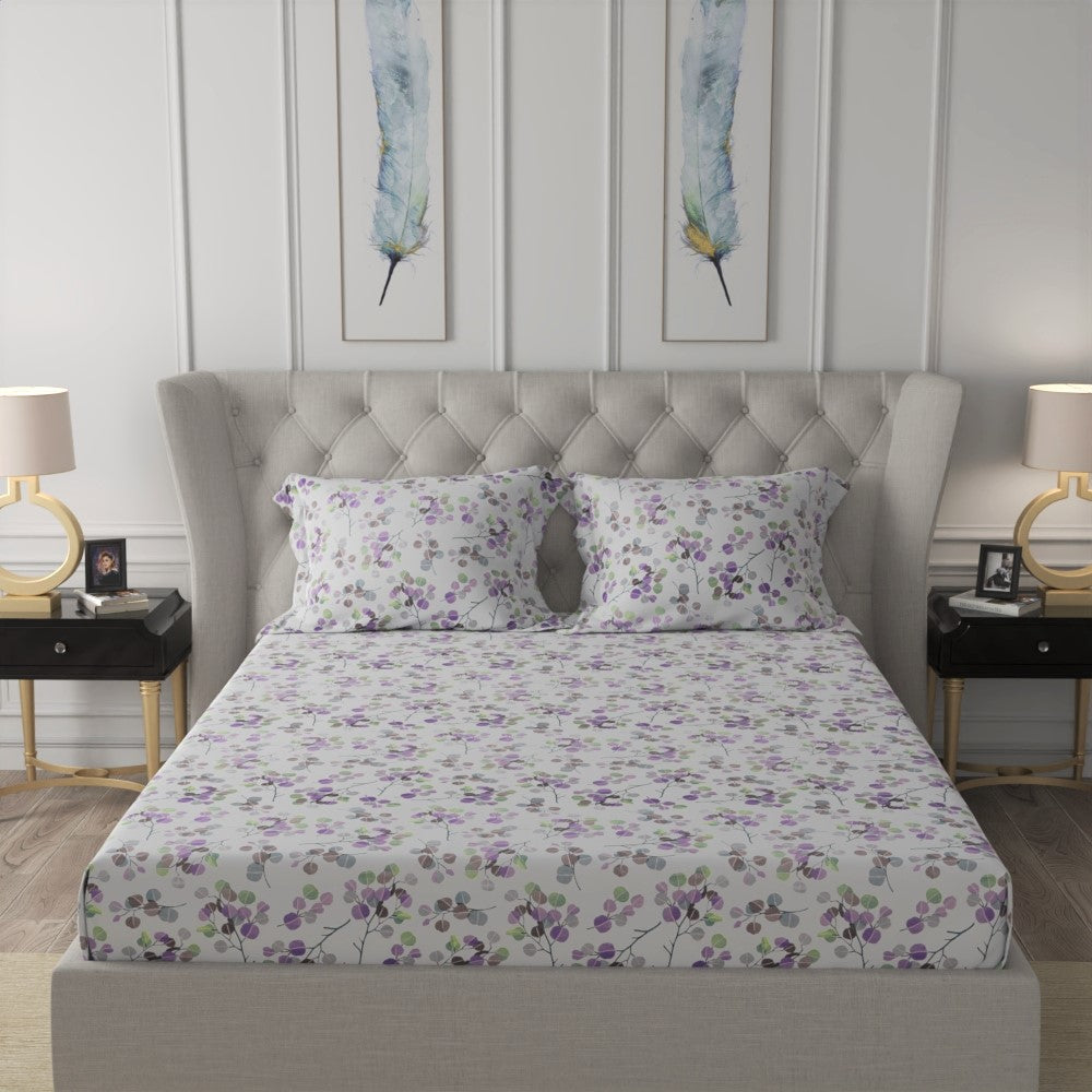 Urban Space -Home Furnishing Store Fitted King Size Cotton Bedsheet - Fall Trees Purple - view 2