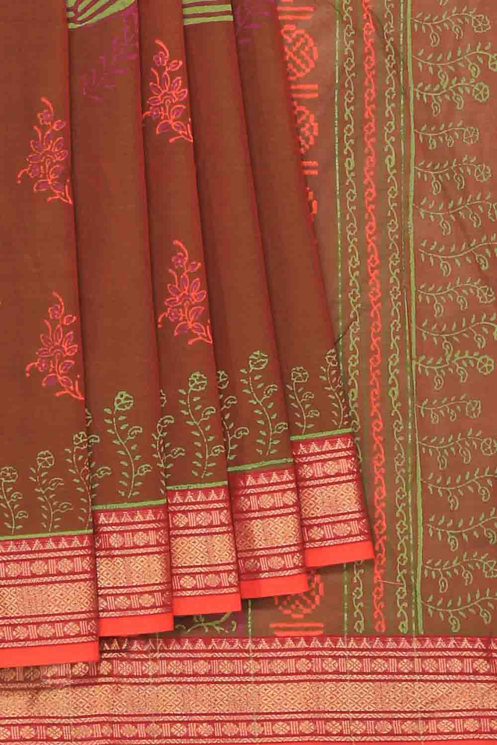 Kalanjali Ethnics Hand block printed cotton saree - view 2