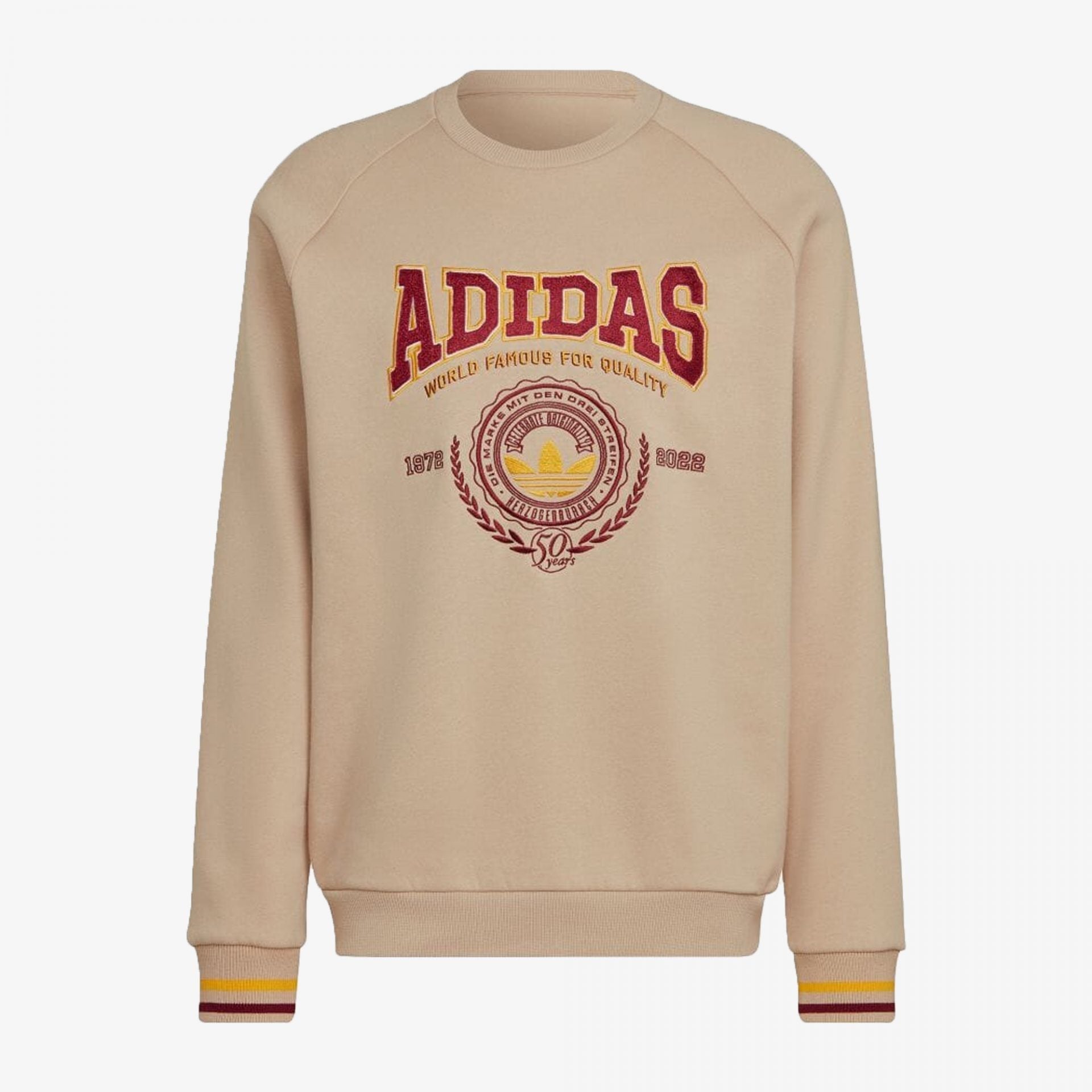 Adidas Originals | VARSITY CREWNECK SWEATSHIRT { MAGIC BEIGE