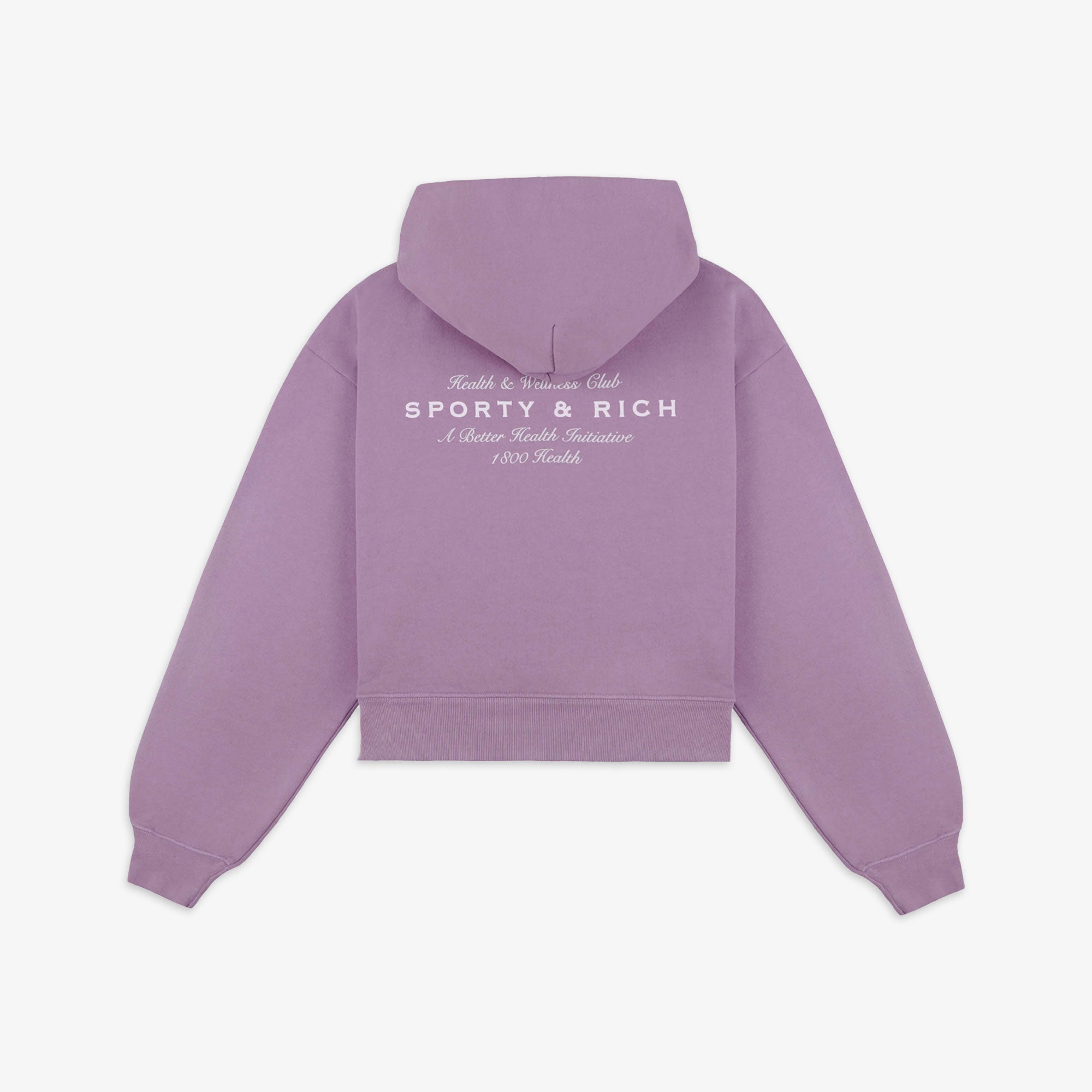 Sporty & Rich | Health Initiative Cropped Hoodie { Soft Lavender/white - view 2