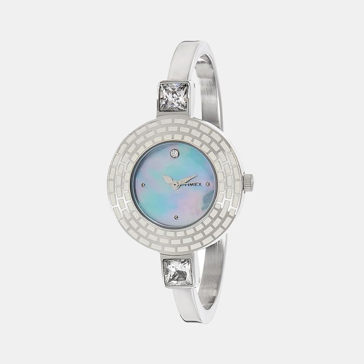 Timex Bangled Women Quartz Mother Of Pearl Dial Analog Stainless Steel Watch TI000N30300