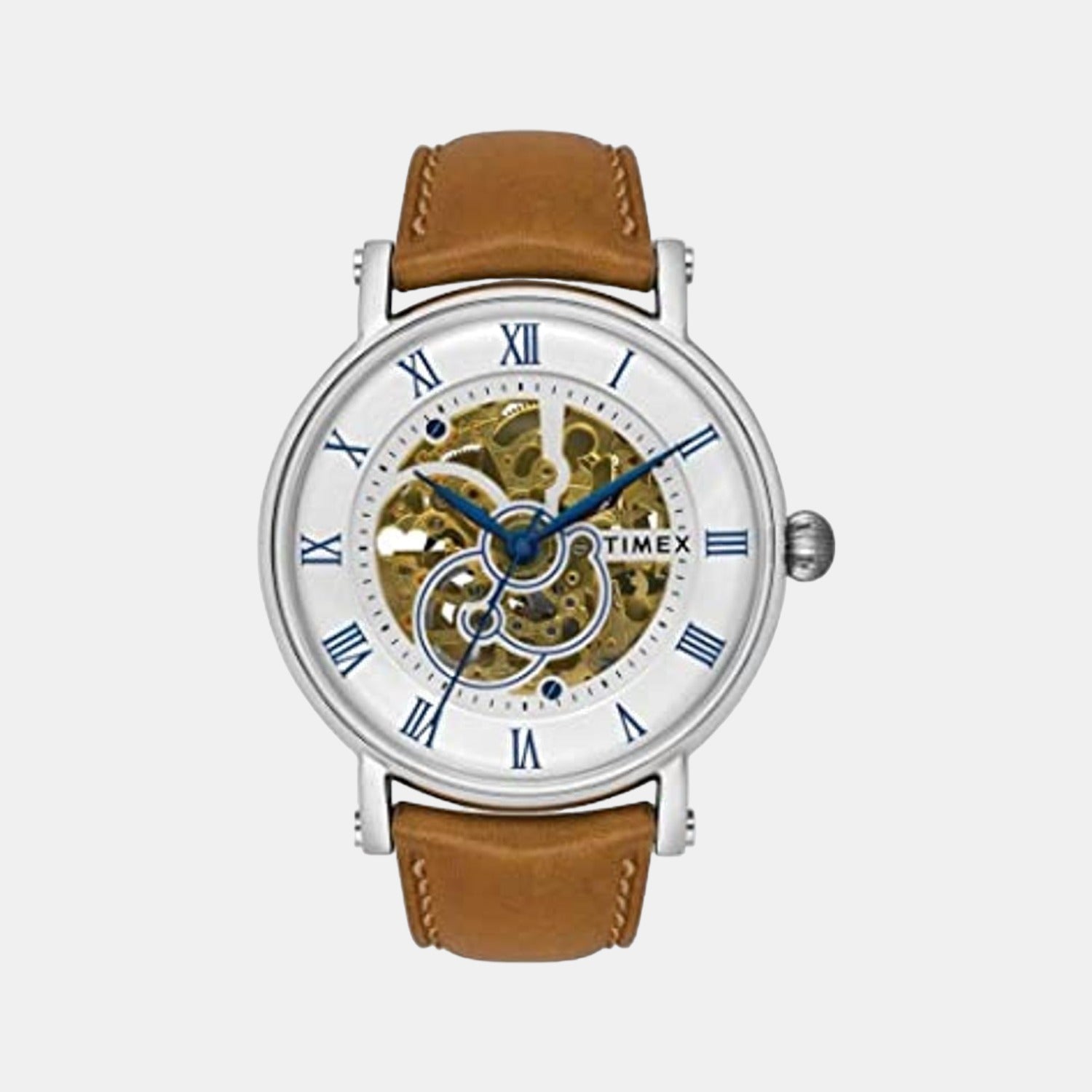 Timex E Class Men Quartz Silver Dial Analog Leather Watch TWEG16700