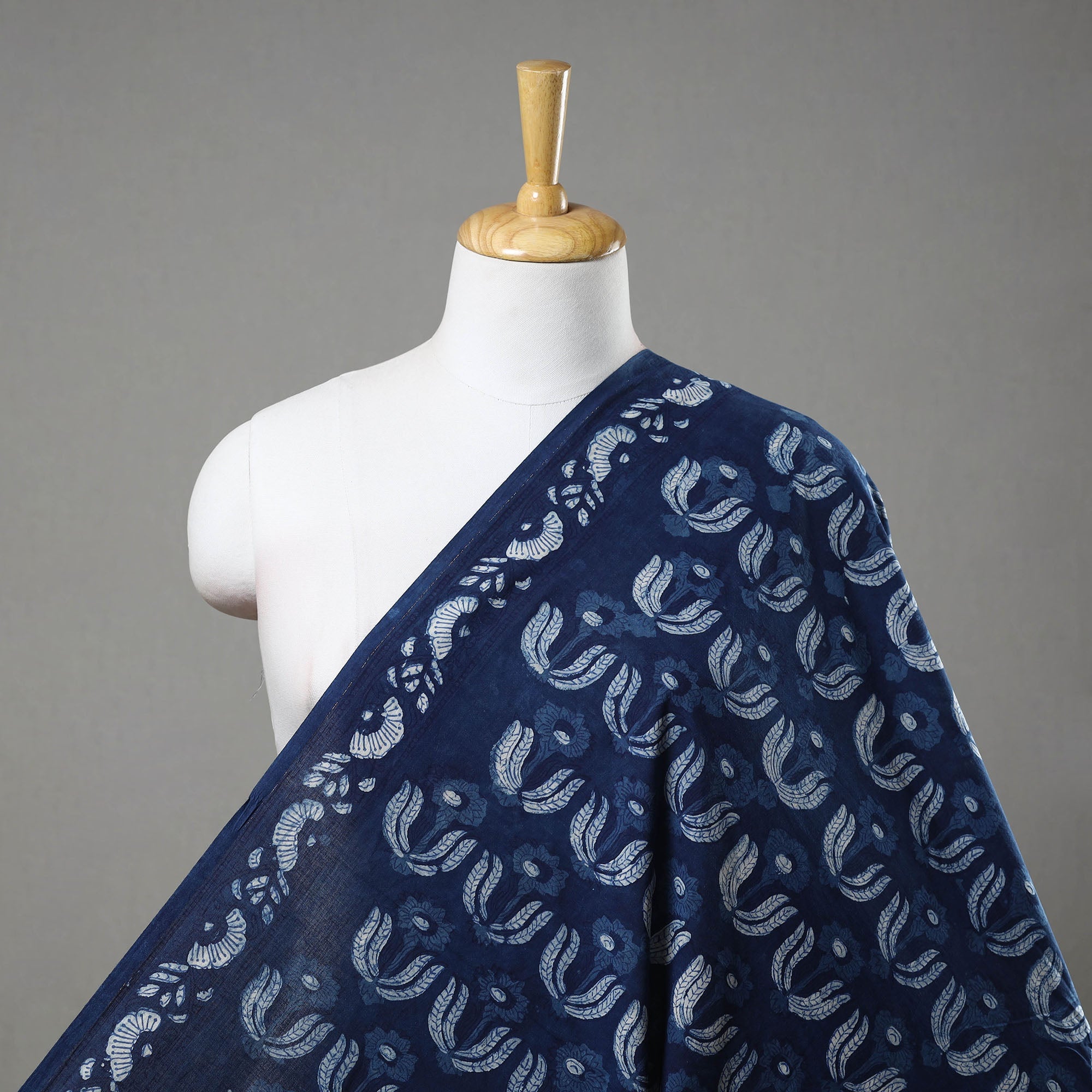 HAVELI CHRONICLES Blue - Block Printed Cotton Jahota Fabric 30