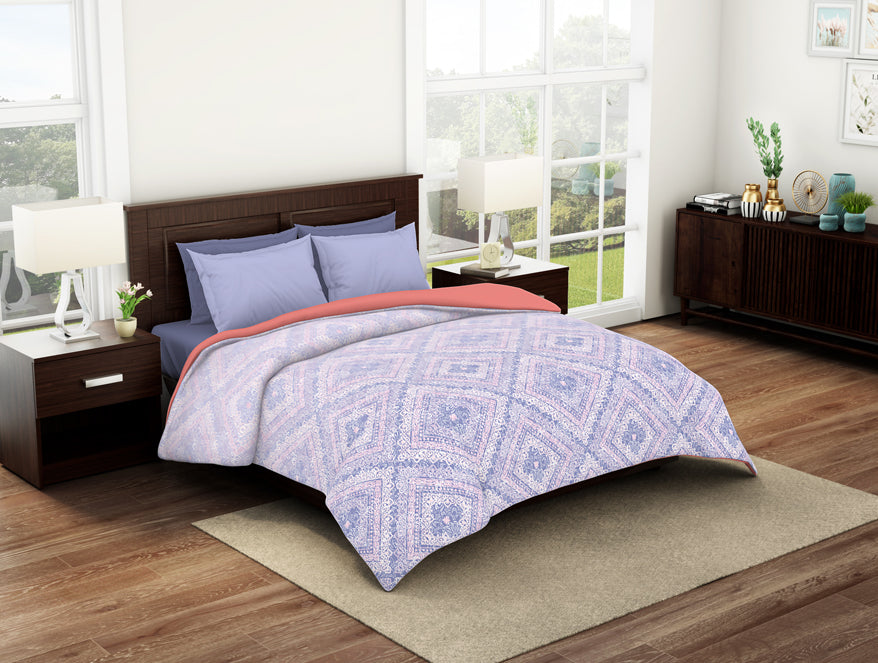 Spaces India Geometric Cosmic Sky - Light Violet 100% Cotton Shell Double Quilt / AC Comforter - Geostance By Spaces - view 2
