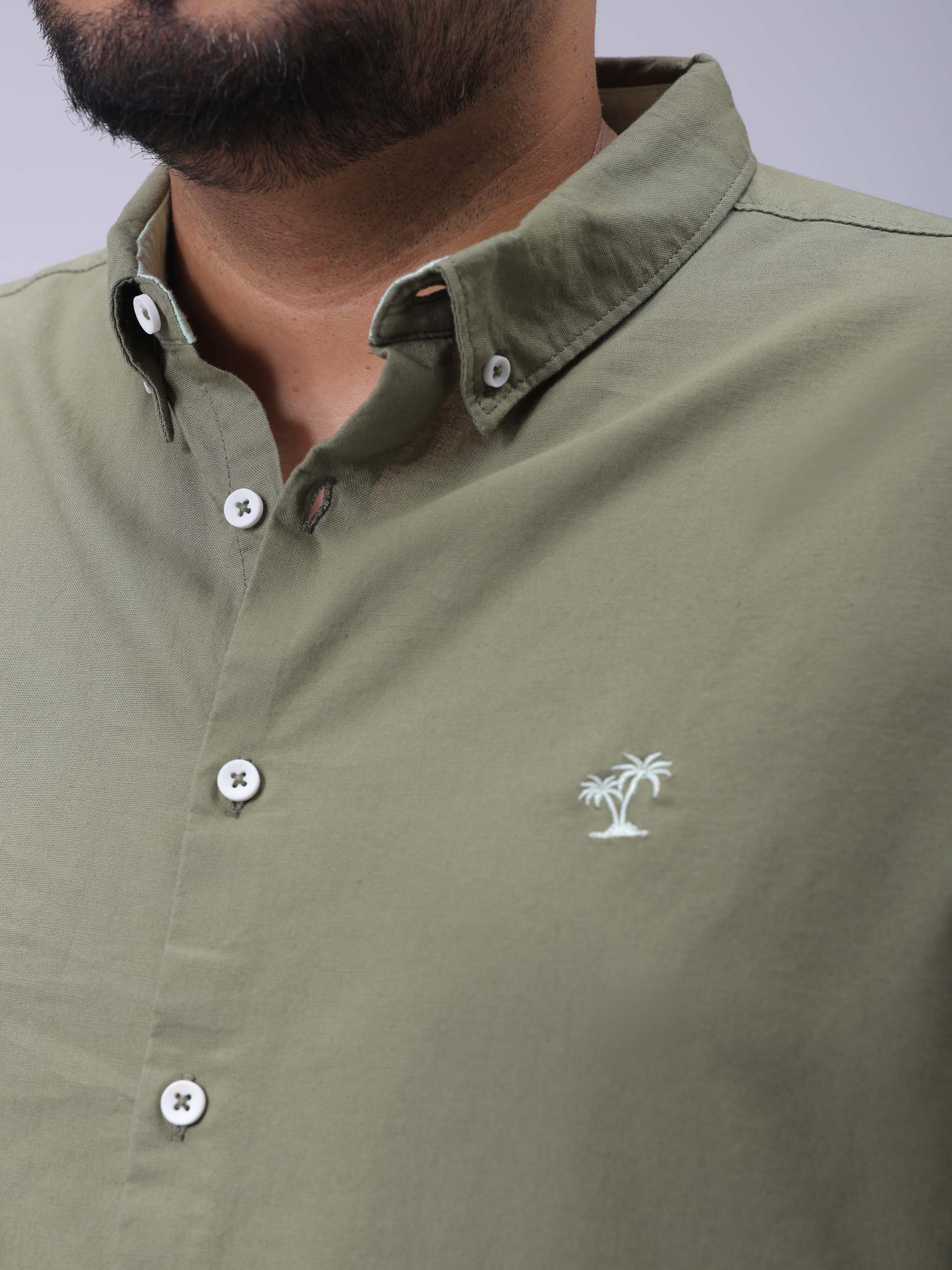 HARDSODA Men's Plus Size Green Regular Fit Solid Casual Shirt - view 6