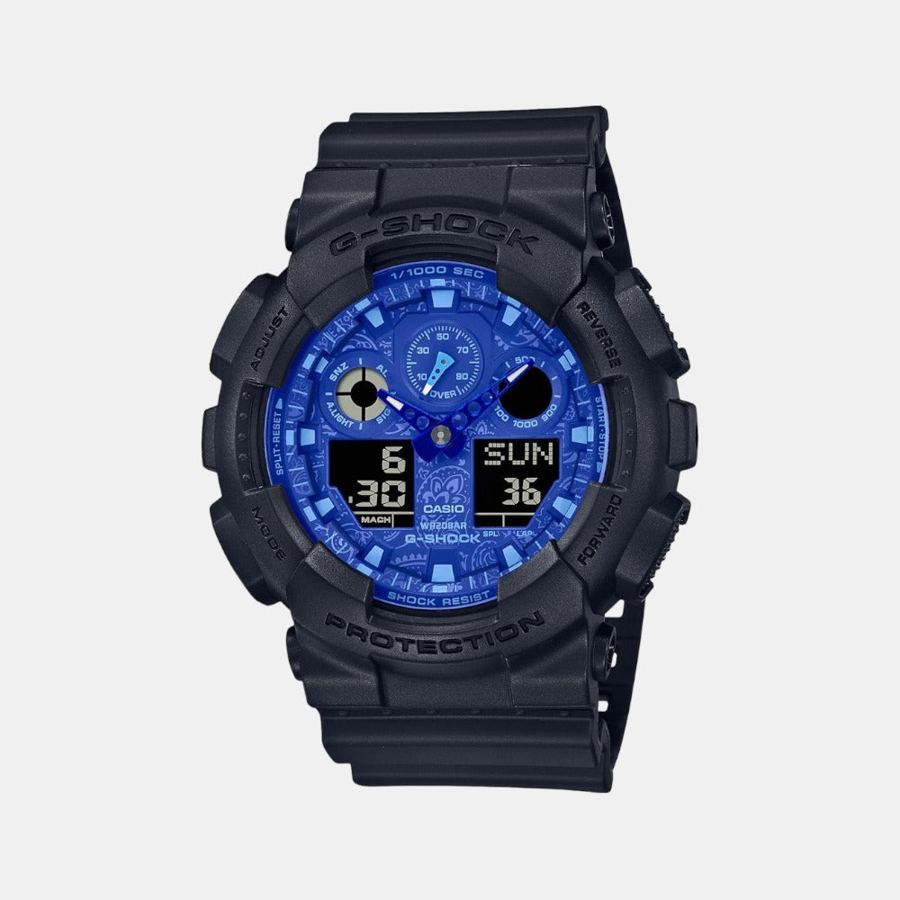 Casio G-Shock Men Quartz Blue Dial Analog-Digital Resin Watch G1238