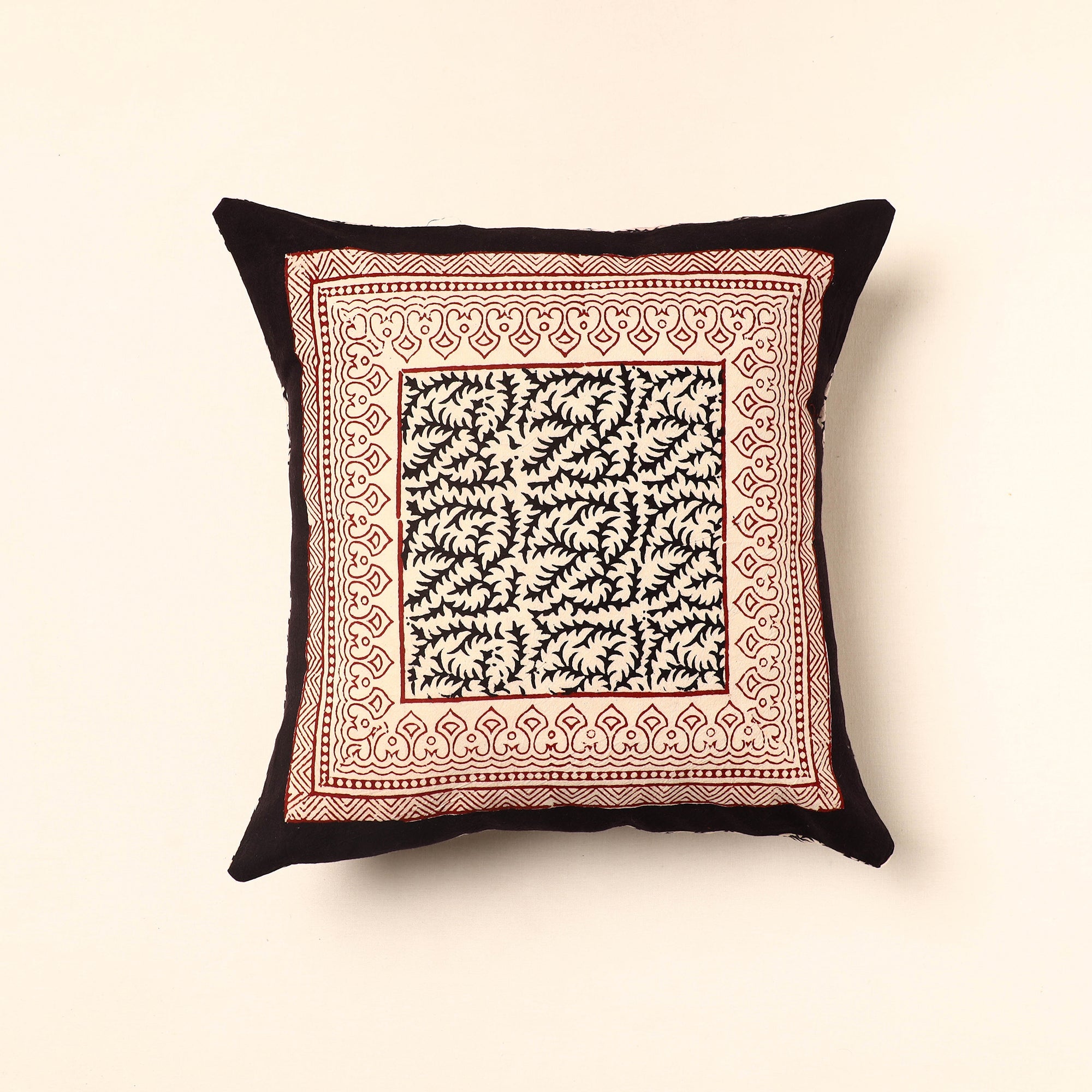 BAGH PRINTS BY ANSHAR FARUKH KHATRI Beige - Bagh Block Printed Cotton Cushion Cover (16 x 16 in) 37