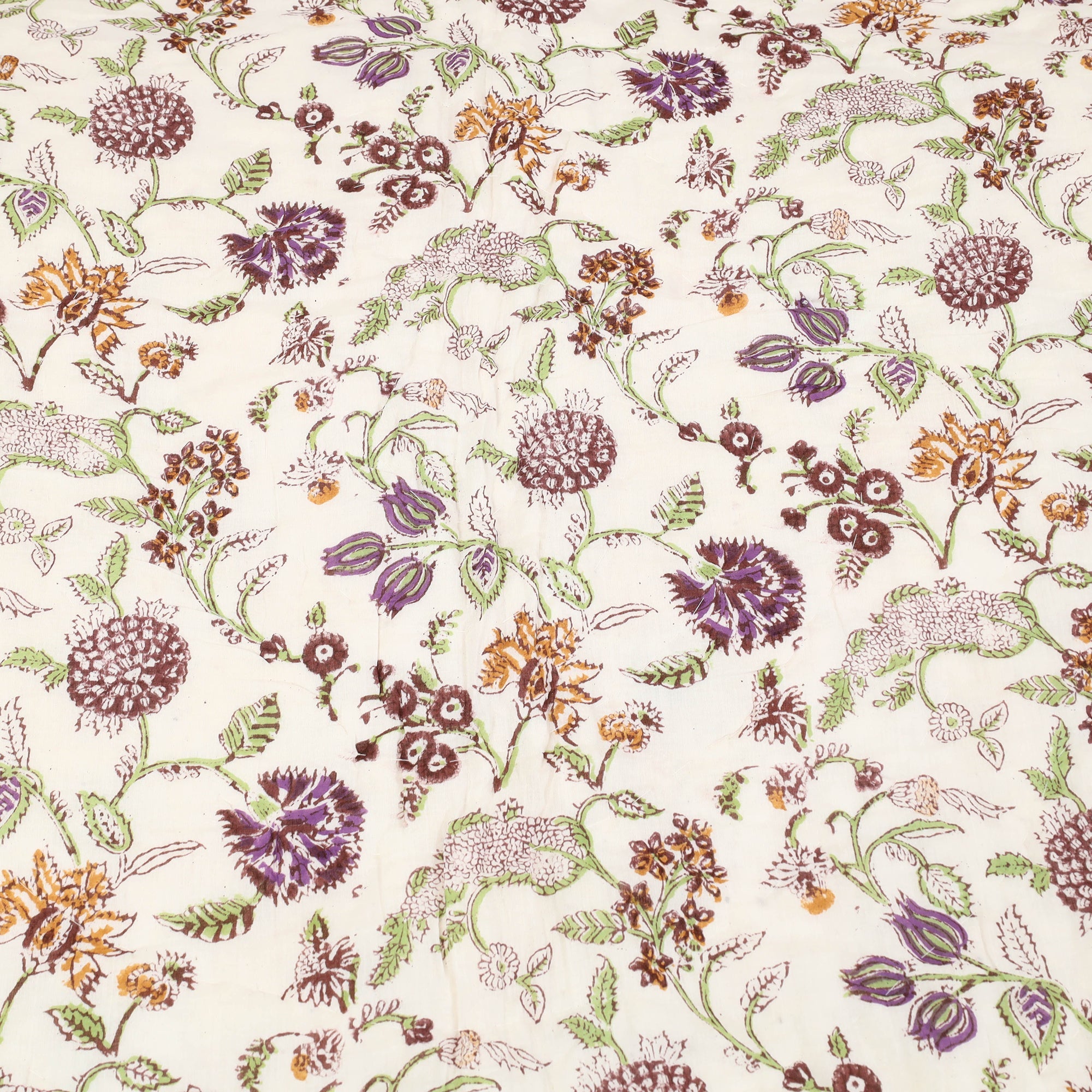 ARTISAN HAND BLOCK PRINTS Beige - Sanganeri Reversible Single Soft Cotton Quilt/Blanket 06 - view 5