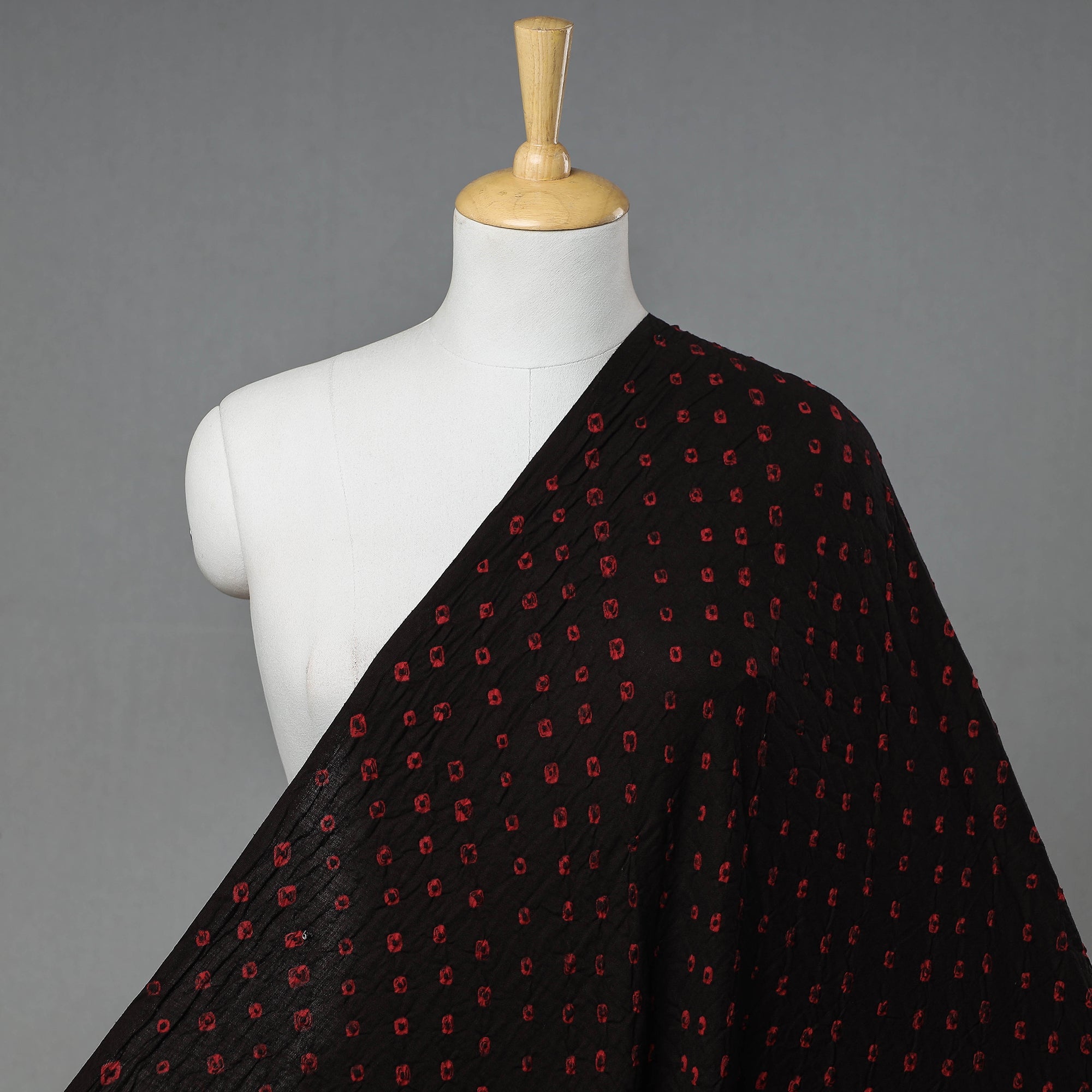 KACHCHH JI CHHAAP Black - Kutch Tie-Dye Mul Cotton Bandhani Fabric 02 - view 2