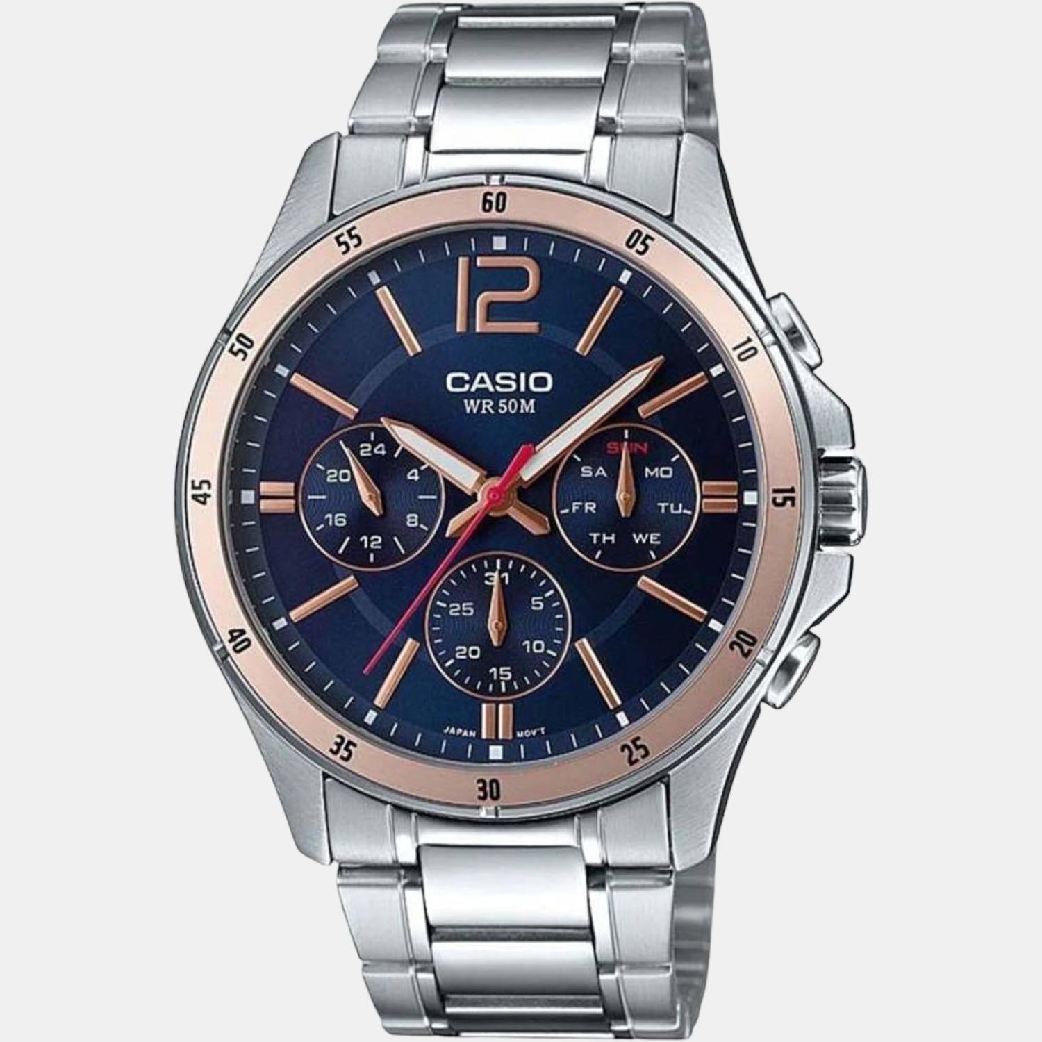 Casio Enticer Men Quartz Blue Dial Chronograph Stainless Steel Watch A1885 - view 2