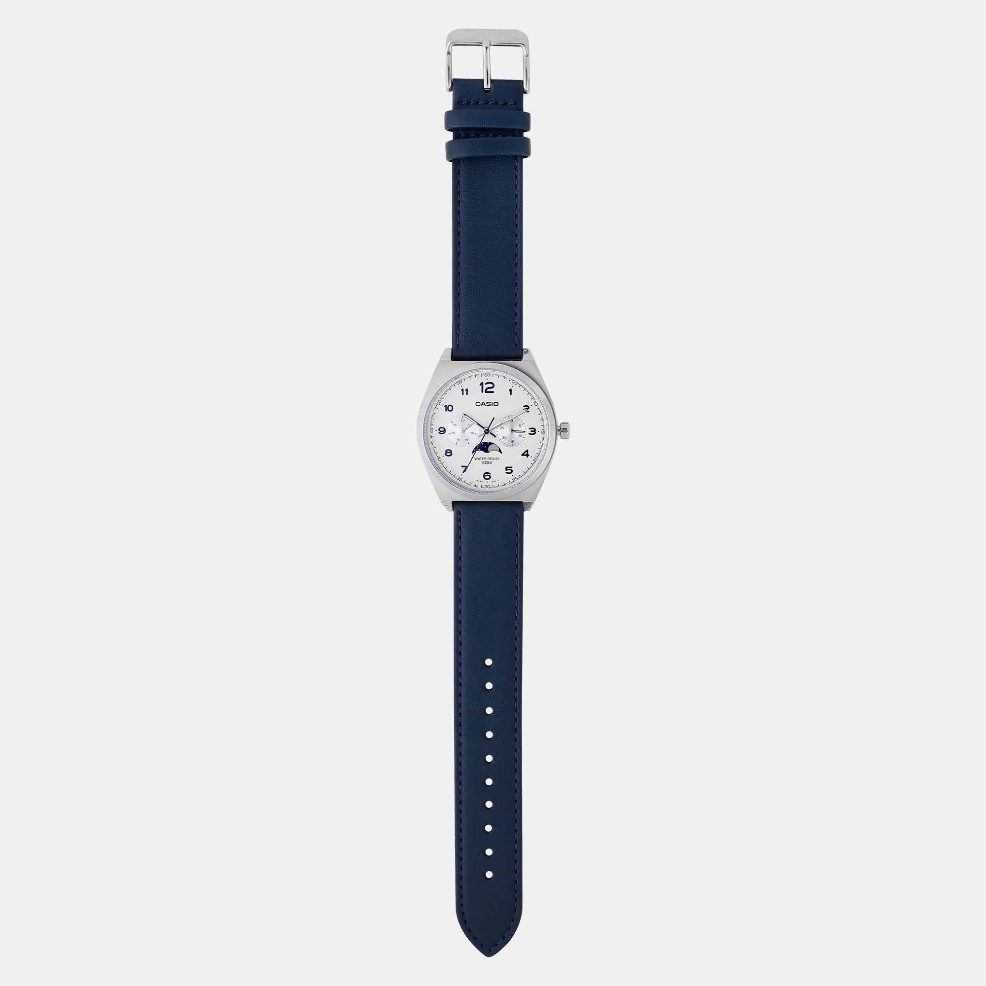 Casio Enticer Men Quartz White Dial Chronograph Leather Watch A2178 - view 8