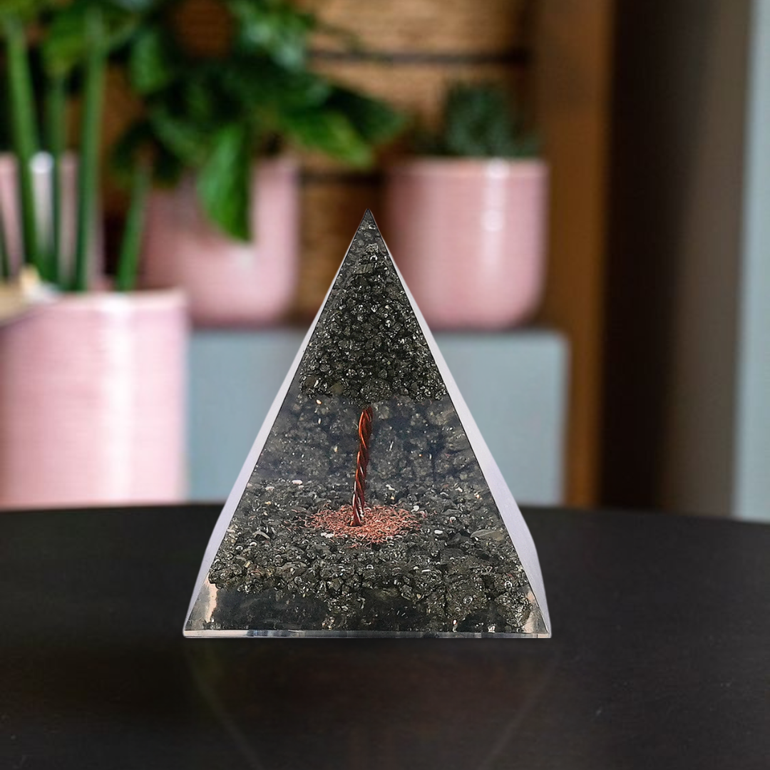 Gemsmantra Pyrite Tree Orgonite Nubian Pyramid/Orgone Pyramid - view 2