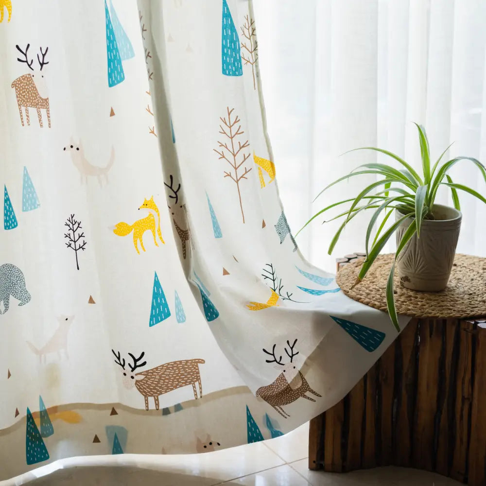Urban Space -Home Furnishing Store Children Room Curtains, 100% Cotton Room Darkening, Pack of 2 Curtains - Reindeer - view 5