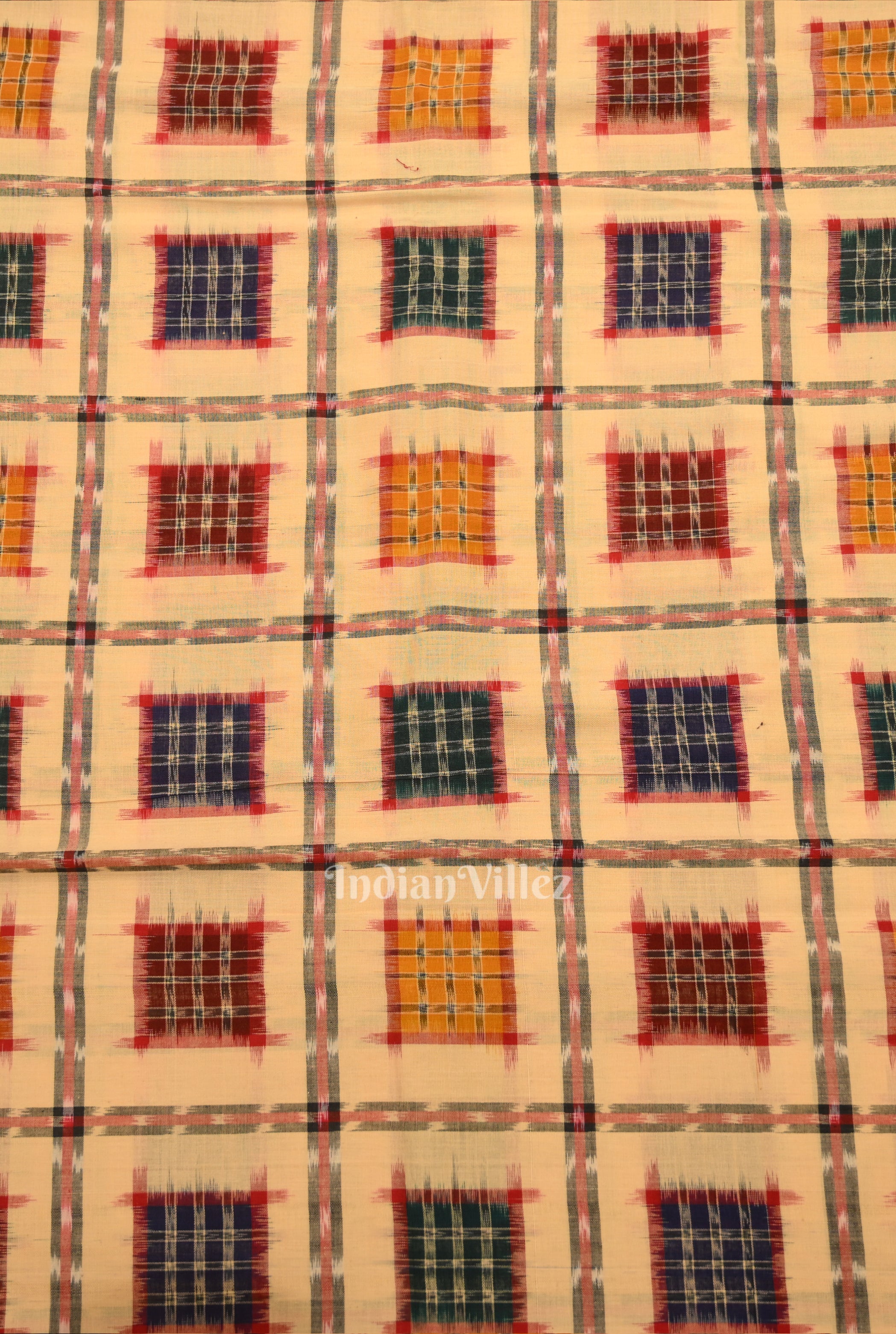 IndianVillèz Sandal Wood Ashwin Sambalpuri Ikat Cotton Fabric - view 3