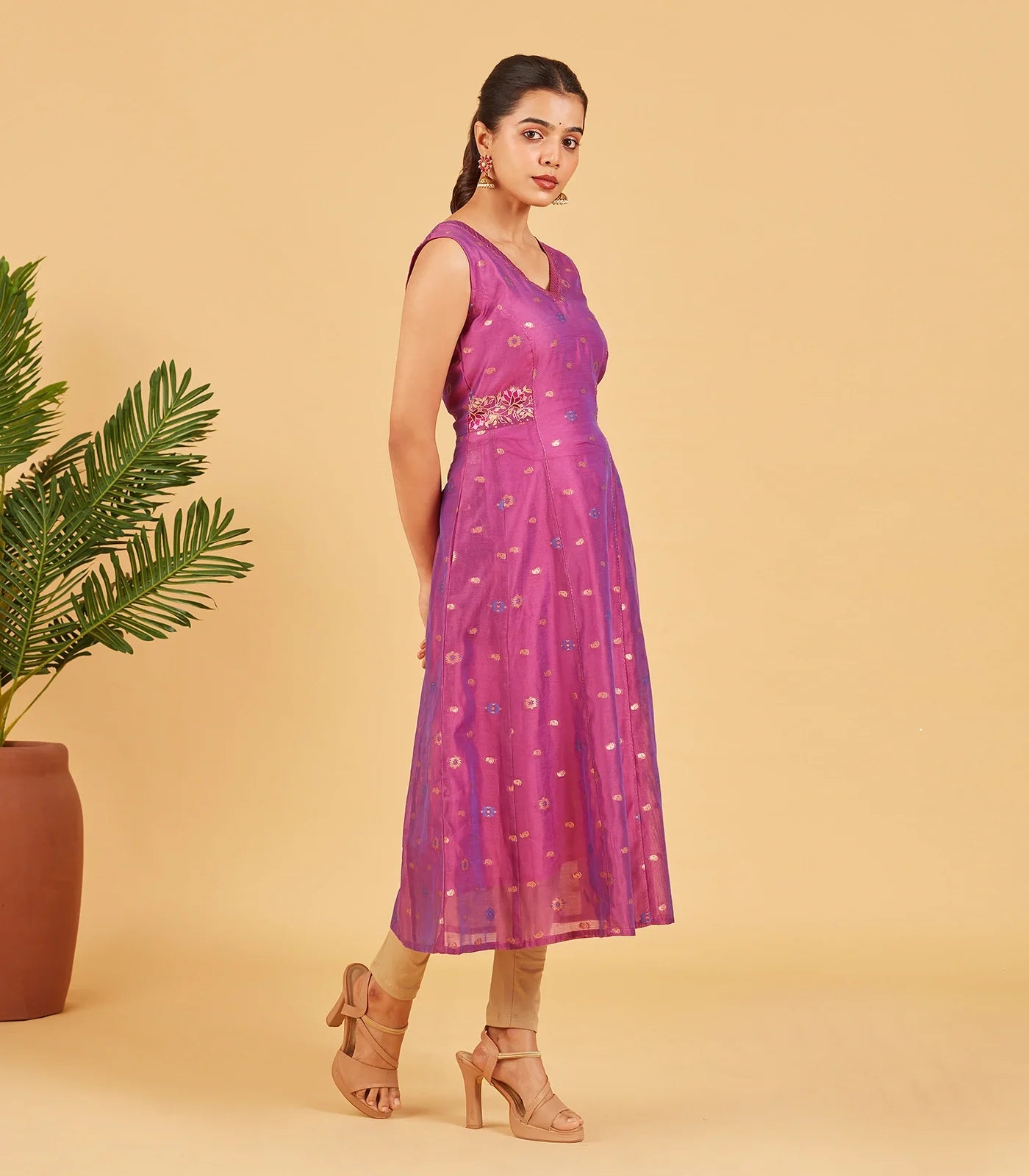 RmKV Purple Chanderi Kurta