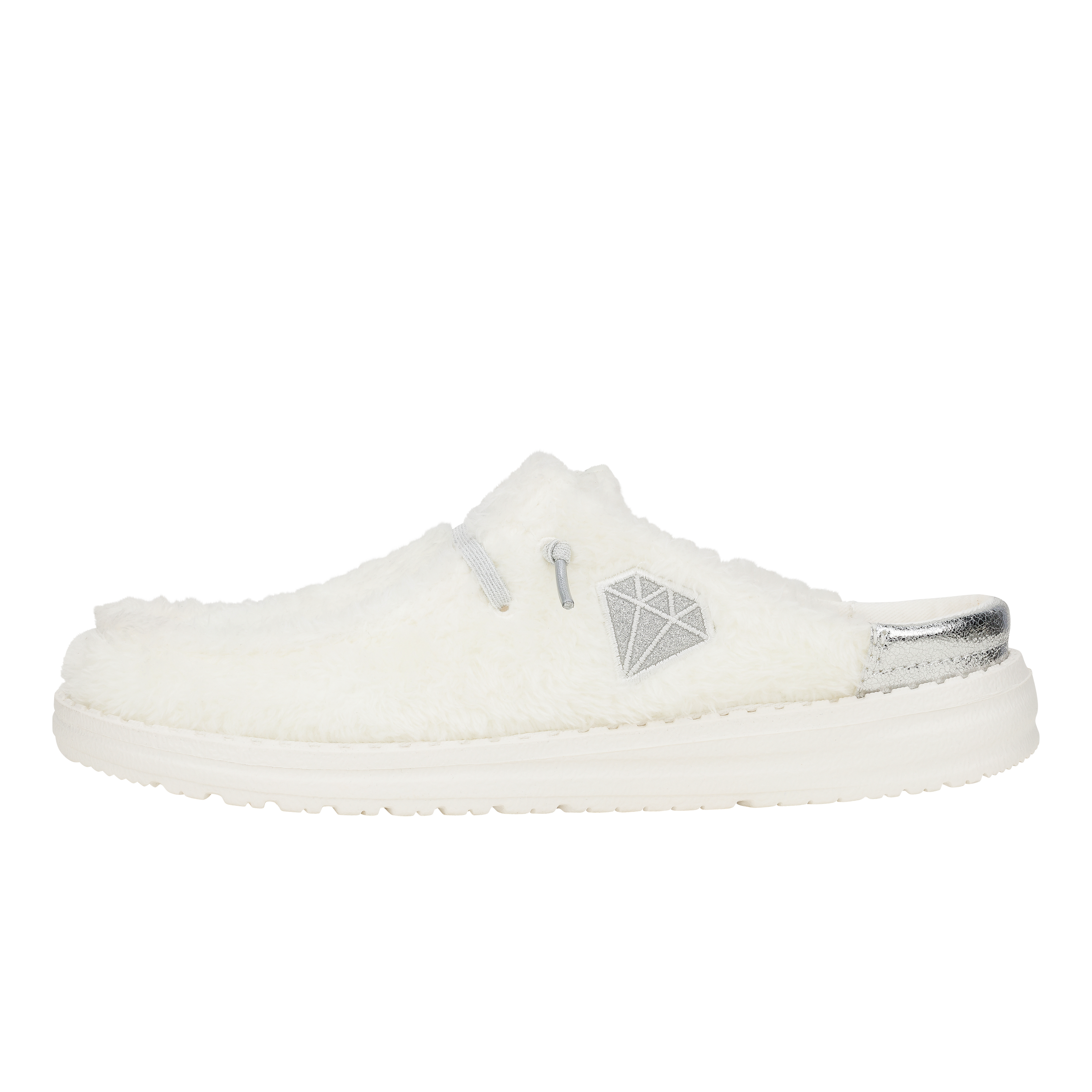 HEYDUDE shoes Wendy Slip Fuzzy Bridal - White/Silver