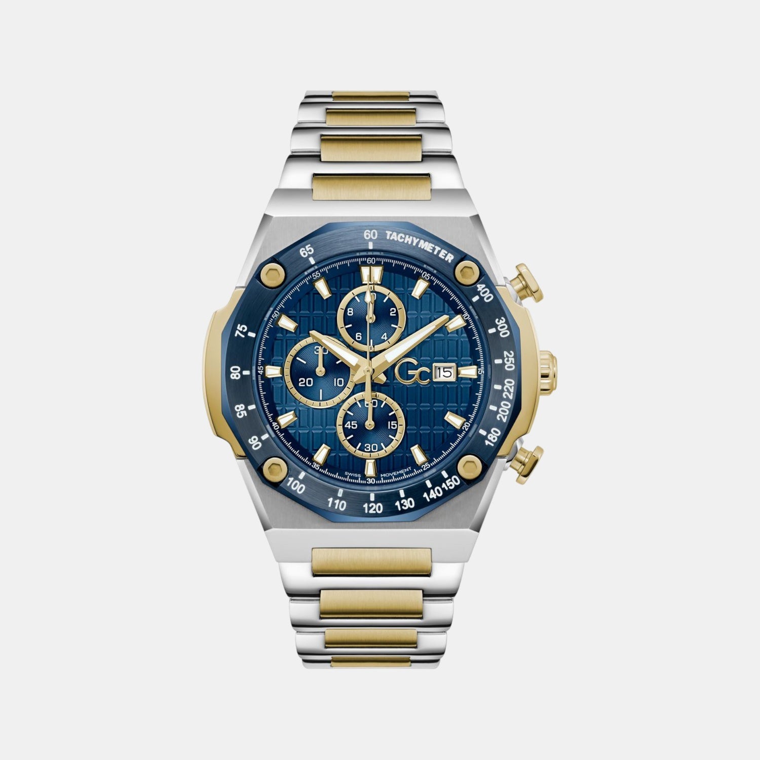 Gc Idolsport Men Quartz Blue Dial Chronograph Stainless Steel Watch Z68001G7