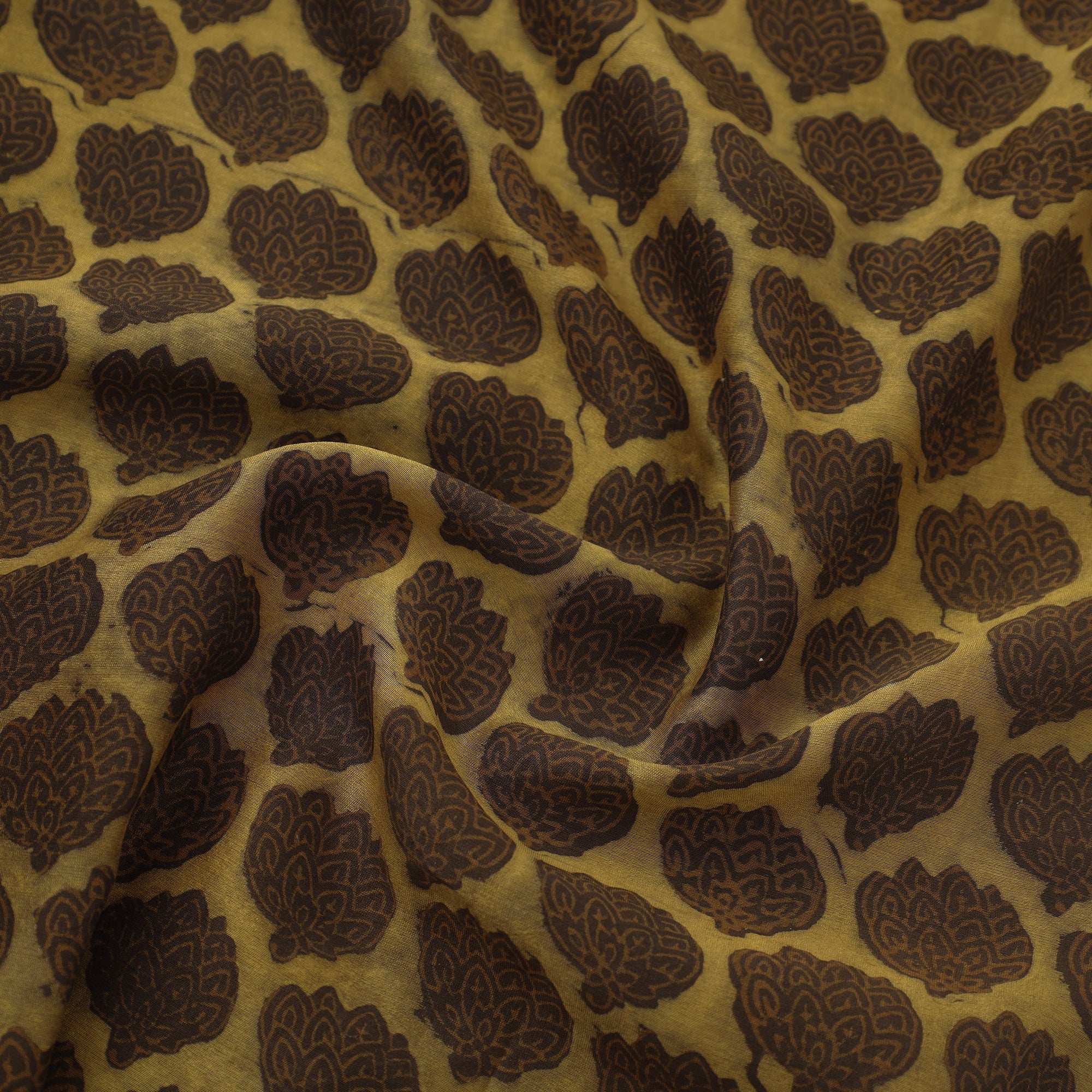 HAVELI CHRONICLES Brown - Natural Dyed Chanderi Silk Akola Print Fabric 16 - view 3