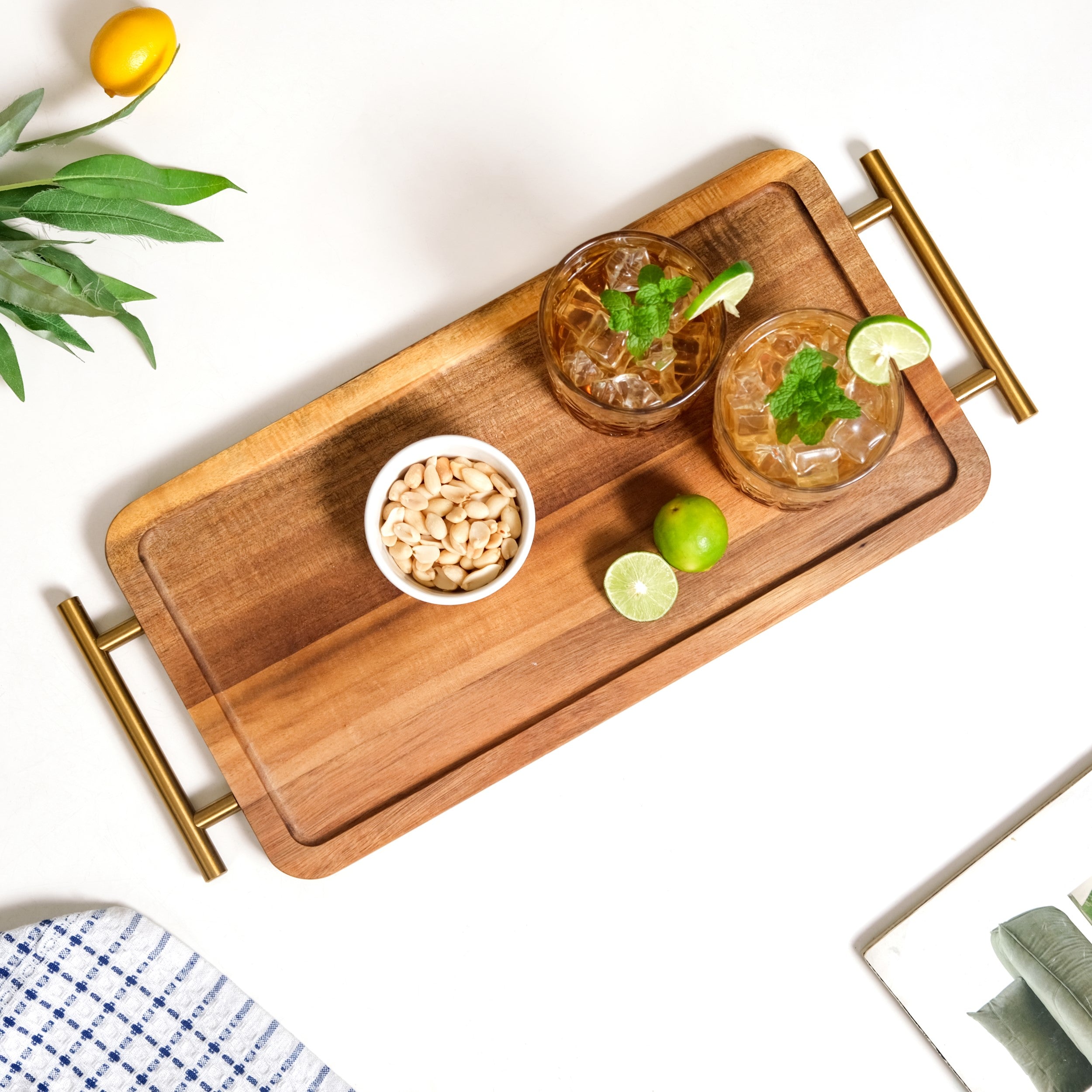 Nestasia Acacia Wood Flat Serving Tray With Handles - view 6