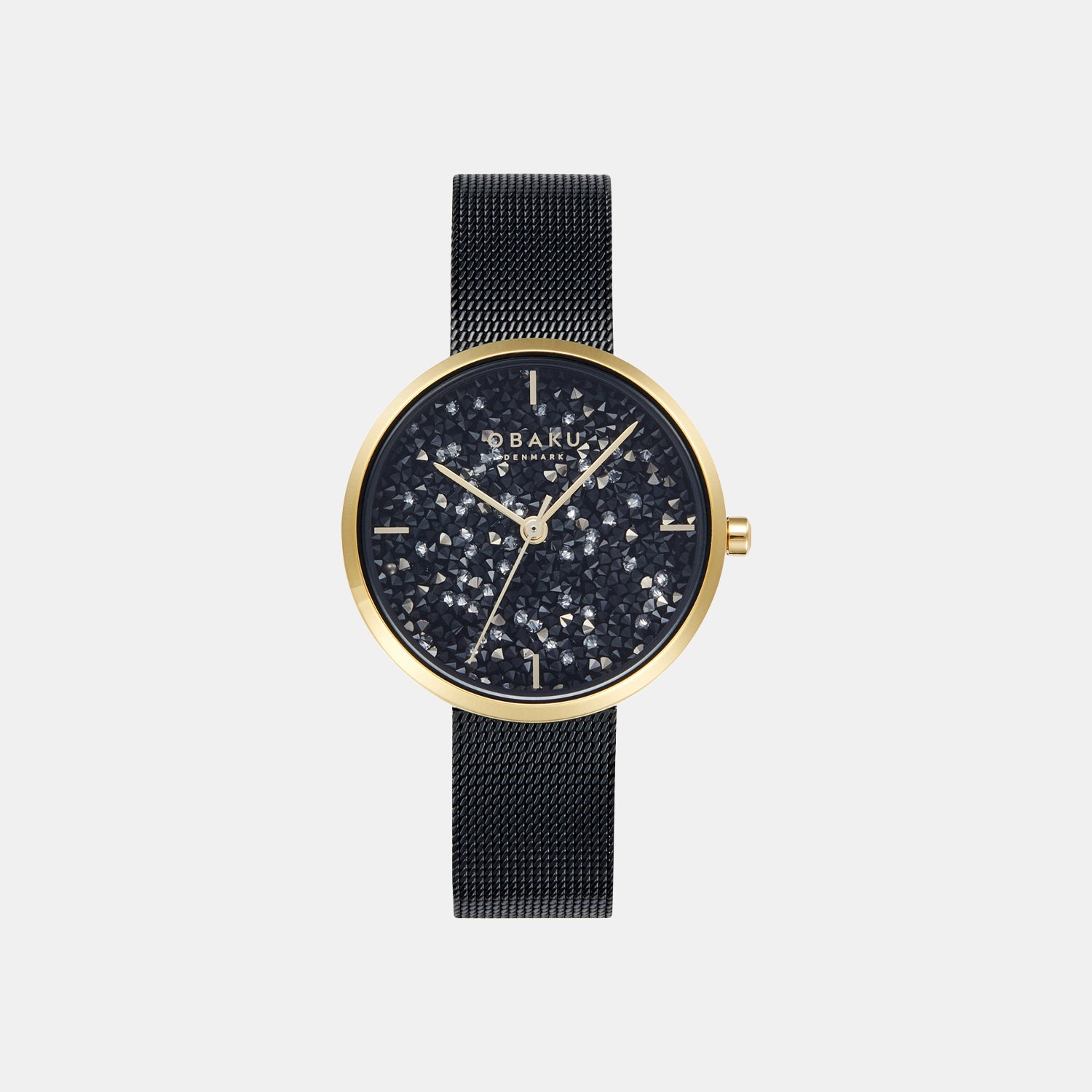 Obaku Glimmer Medallion Women Quartz Black Dial Analog Stainless Steel Watch V289LHGBMB