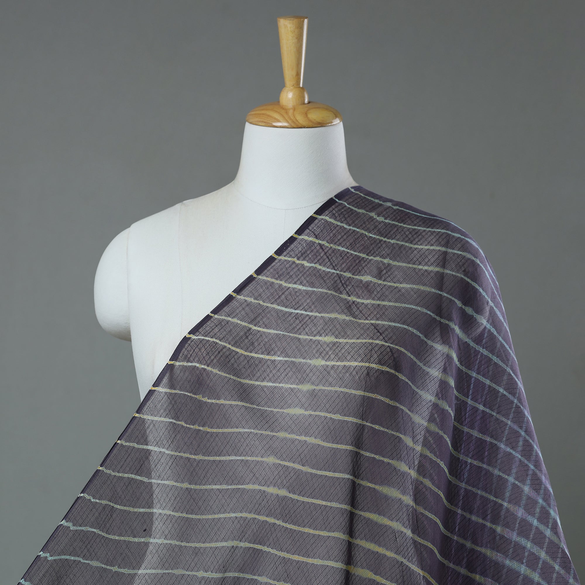 LEHARIYA BY BADSHAH MIYAN Black - Leheriya Tie-Dye Kota Doria Cotton Fabric 74