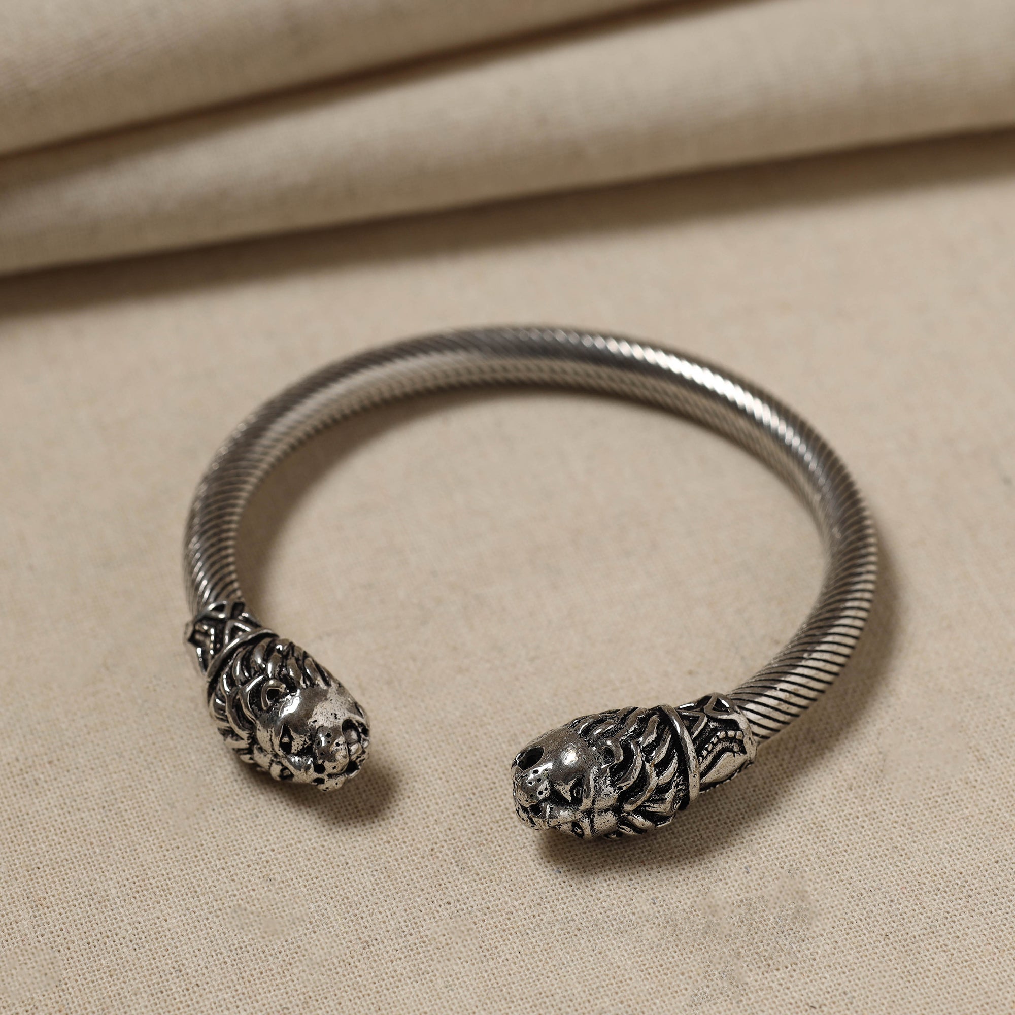 Silver kada bangle – WHITE RIVER STORIES Antique Finish Oxidised German Silver Kada / Bangle (Adjustable)