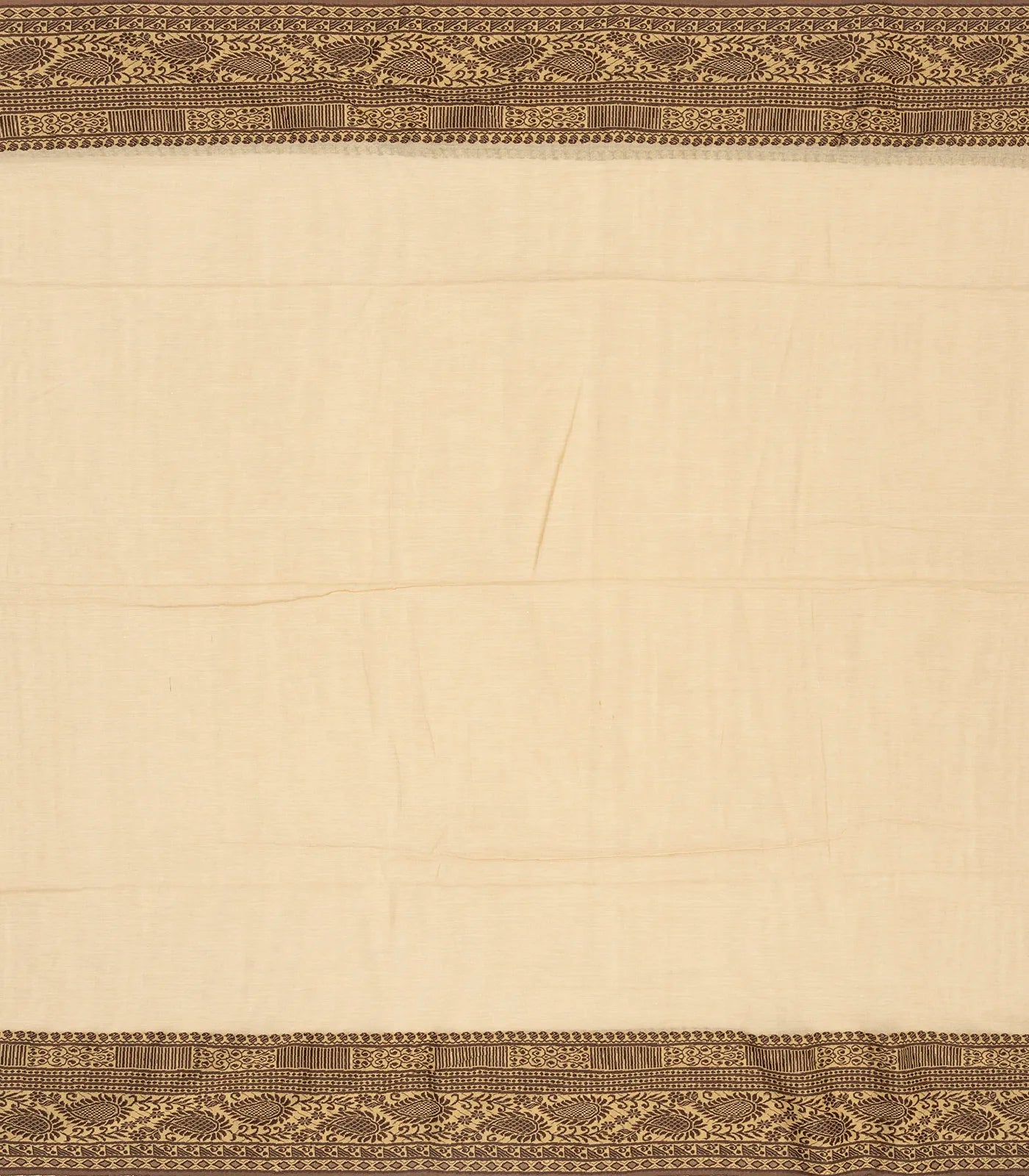 RmKV Taupe Bengal Cotton Saree With Mango Motifs In Border - view 4