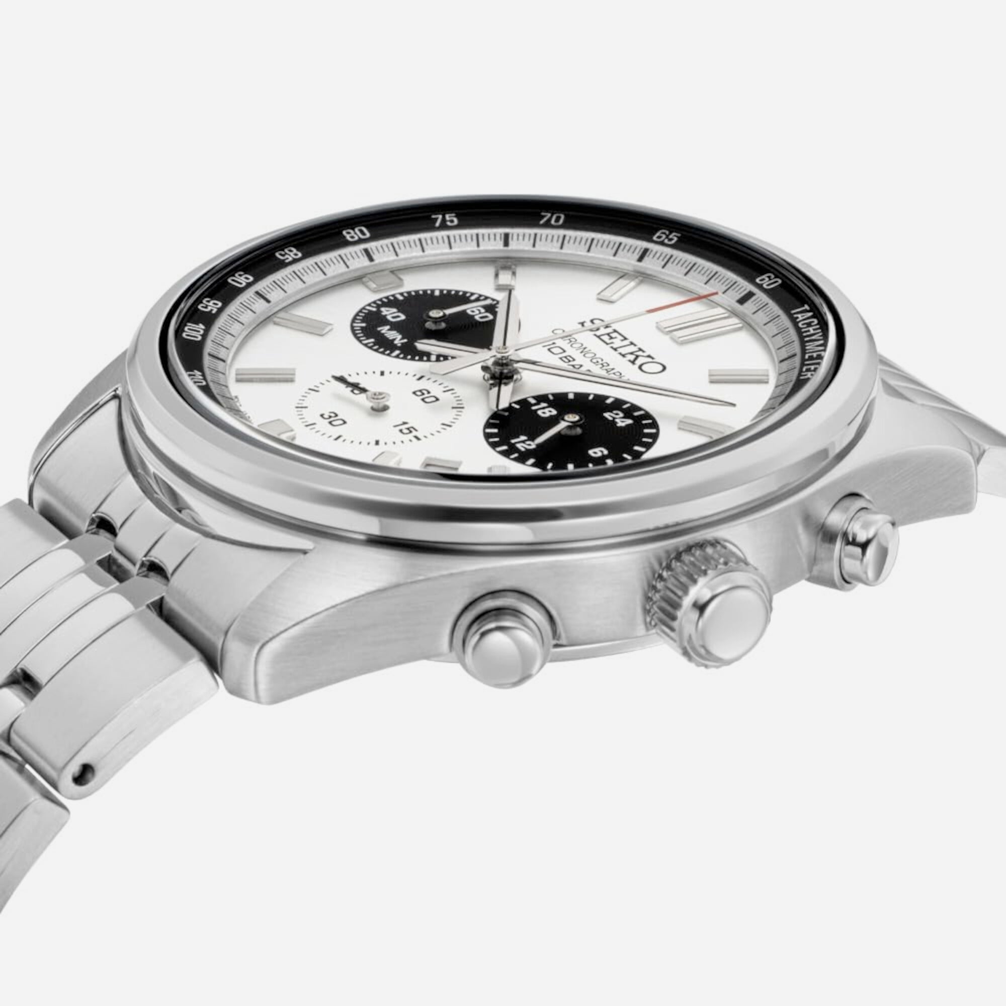 Seiko Dress Men Quartz White Dial Chronograph Stainless Steel Watch SSB425P1 - view 2
